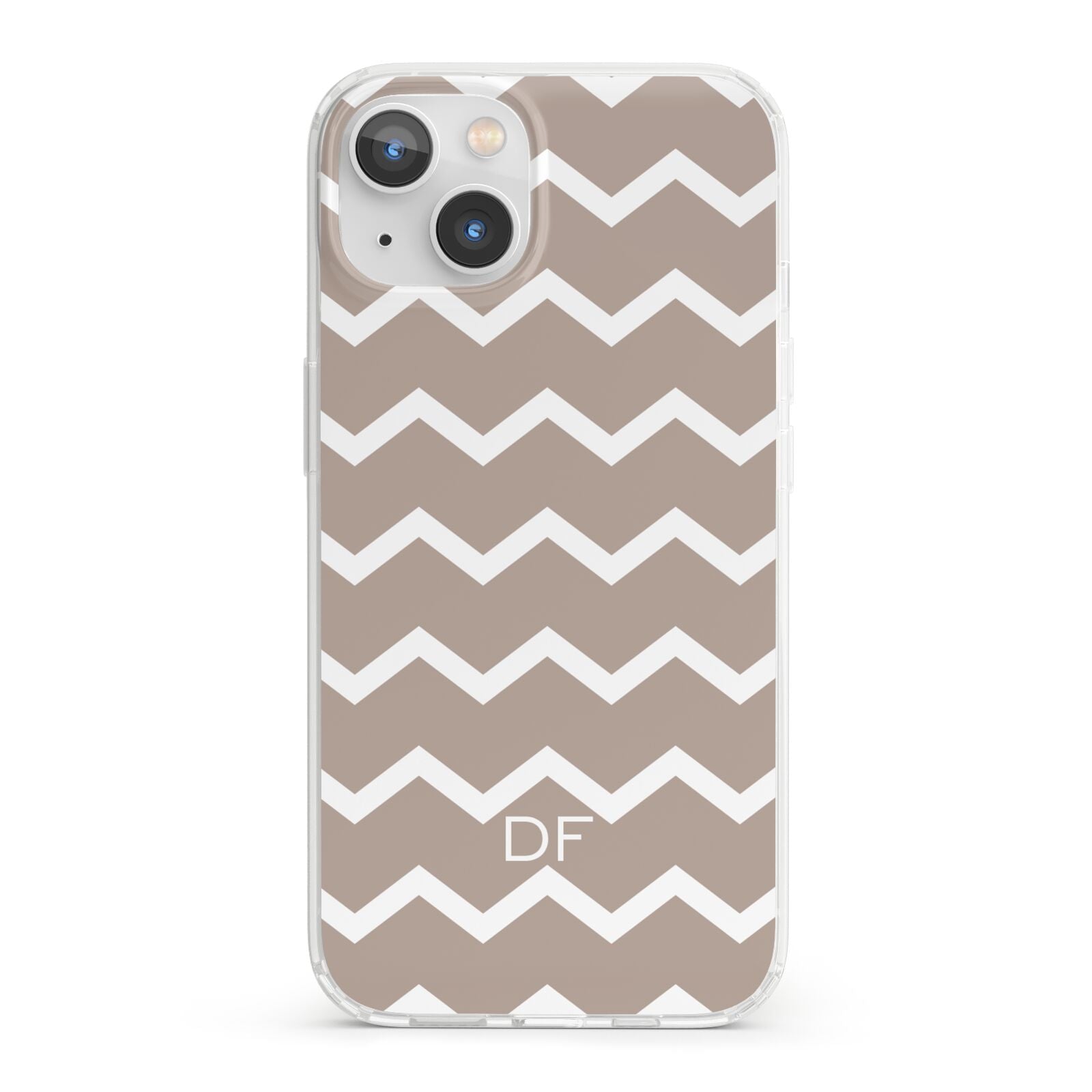 Personalised Chevron Beige iPhone 13 Clear Bumper Case