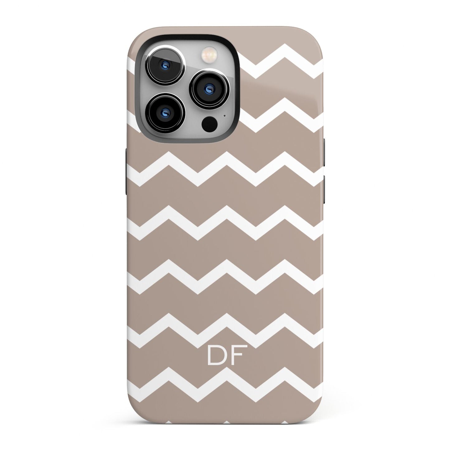 Personalised Chevron Beige iPhone 13 Pro Full Wrap 3D Tough Case