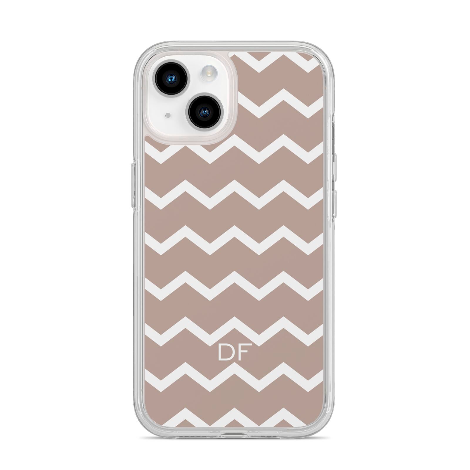 Personalised Chevron Beige iPhone 14 Clear Tough Case Starlight