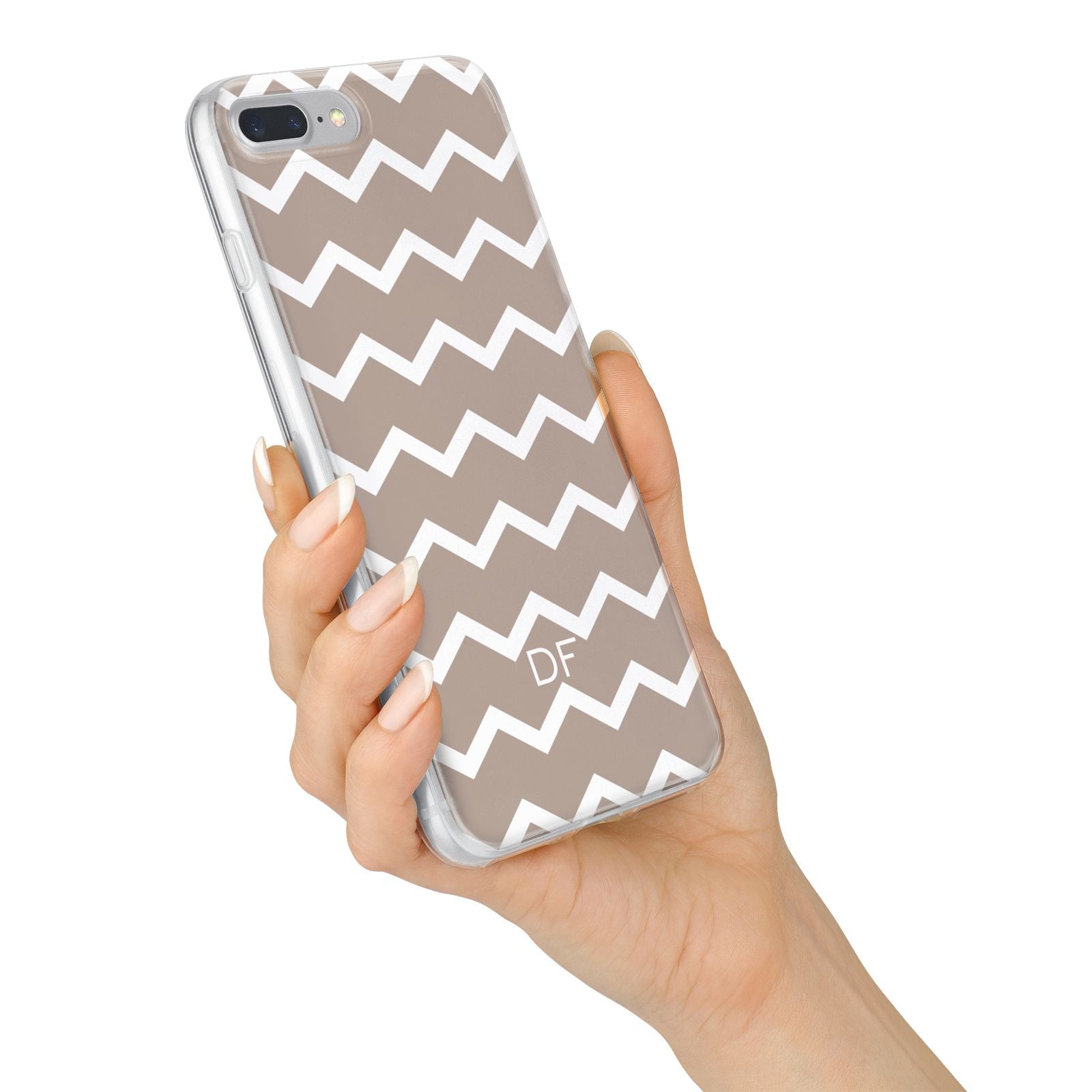 Personalised Chevron Beige iPhone 7 Plus Bumper Case on Silver iPhone Alternative Image