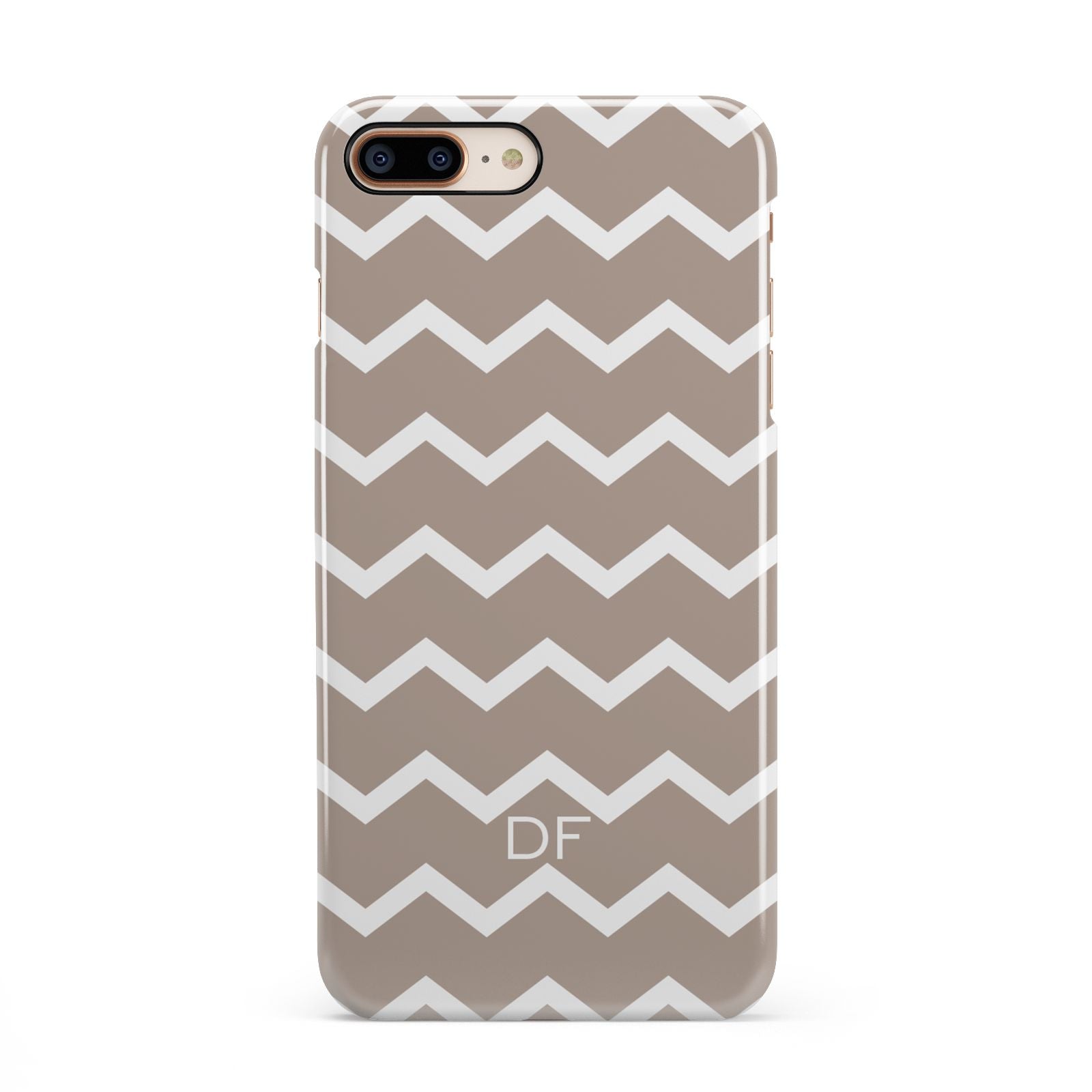 Personalised Chevron Beige iPhone 8 Plus 3D Snap Case on Gold Phone