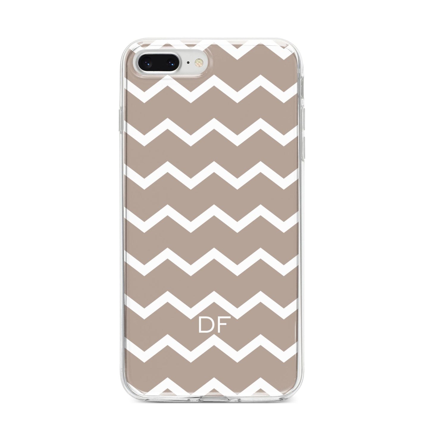 Personalised Chevron Beige iPhone 8 Plus Bumper Case on Silver iPhone