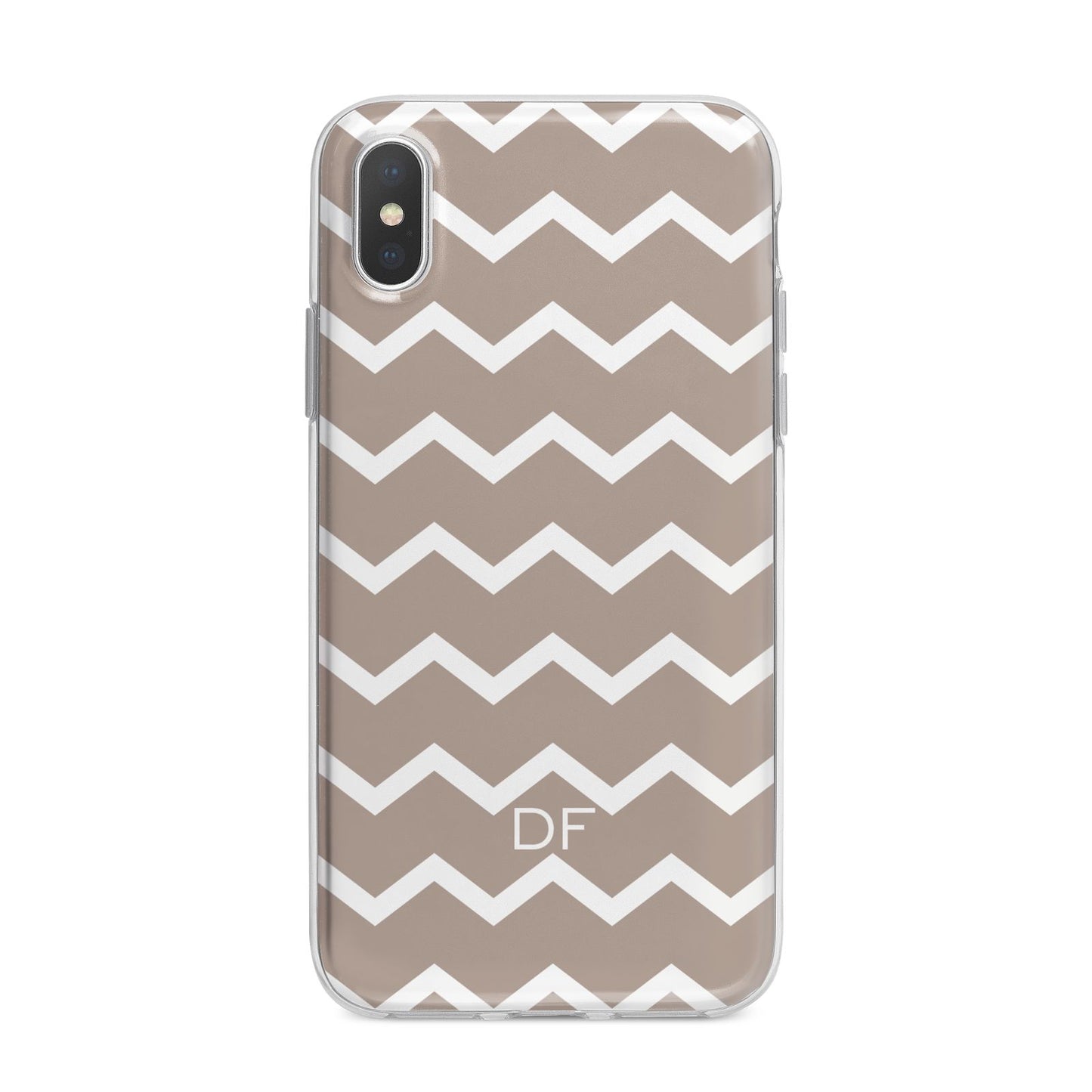 Personalised Chevron Beige iPhone X Bumper Case on Silver iPhone Alternative Image 1