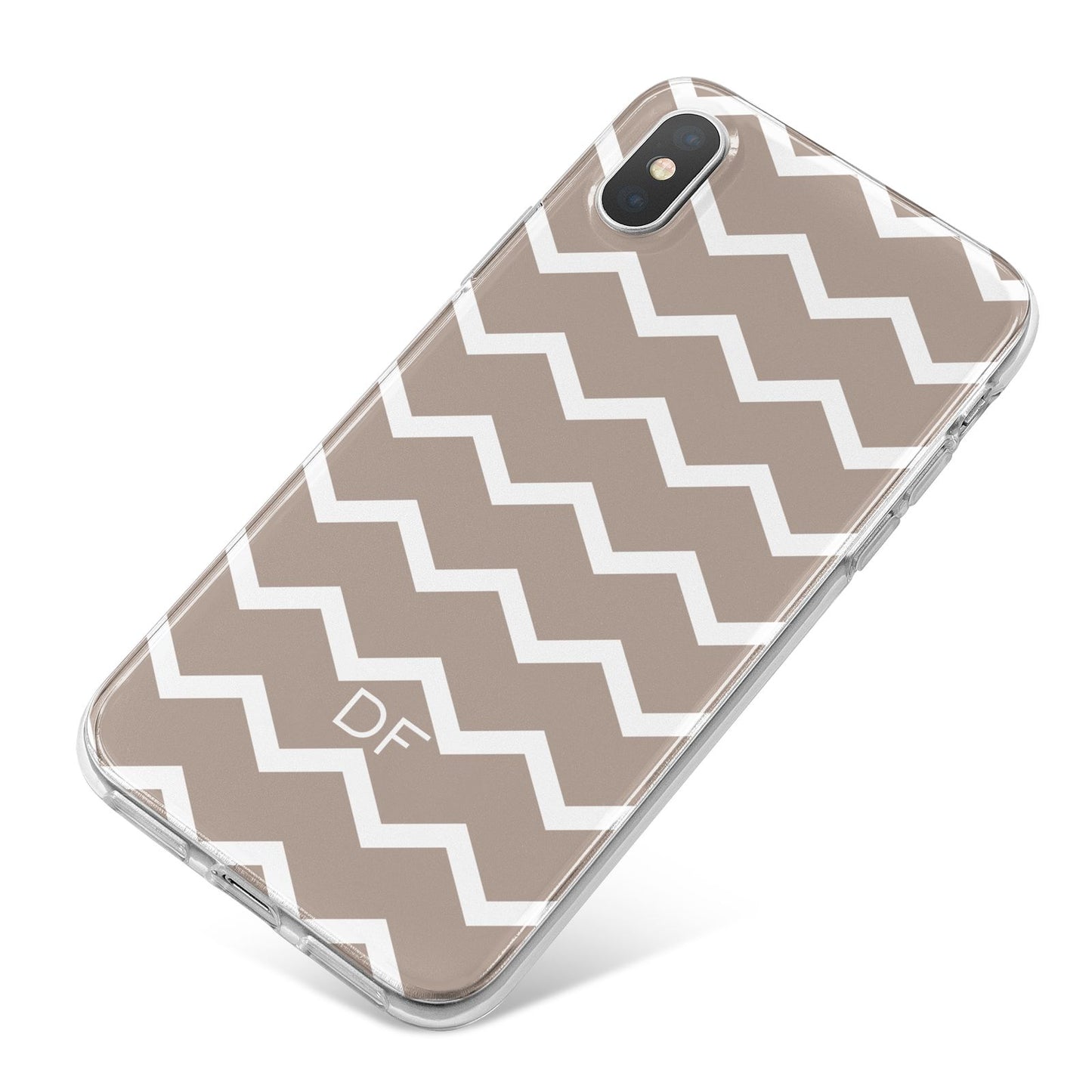 Personalised Chevron Beige iPhone X Bumper Case on Silver iPhone