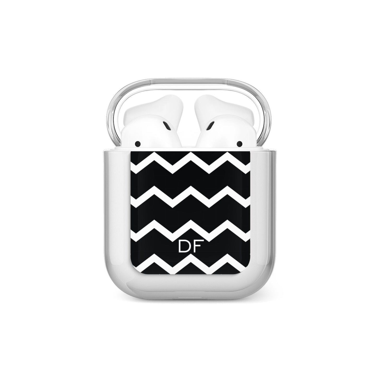 Personalised Chevron Black AirPods Case