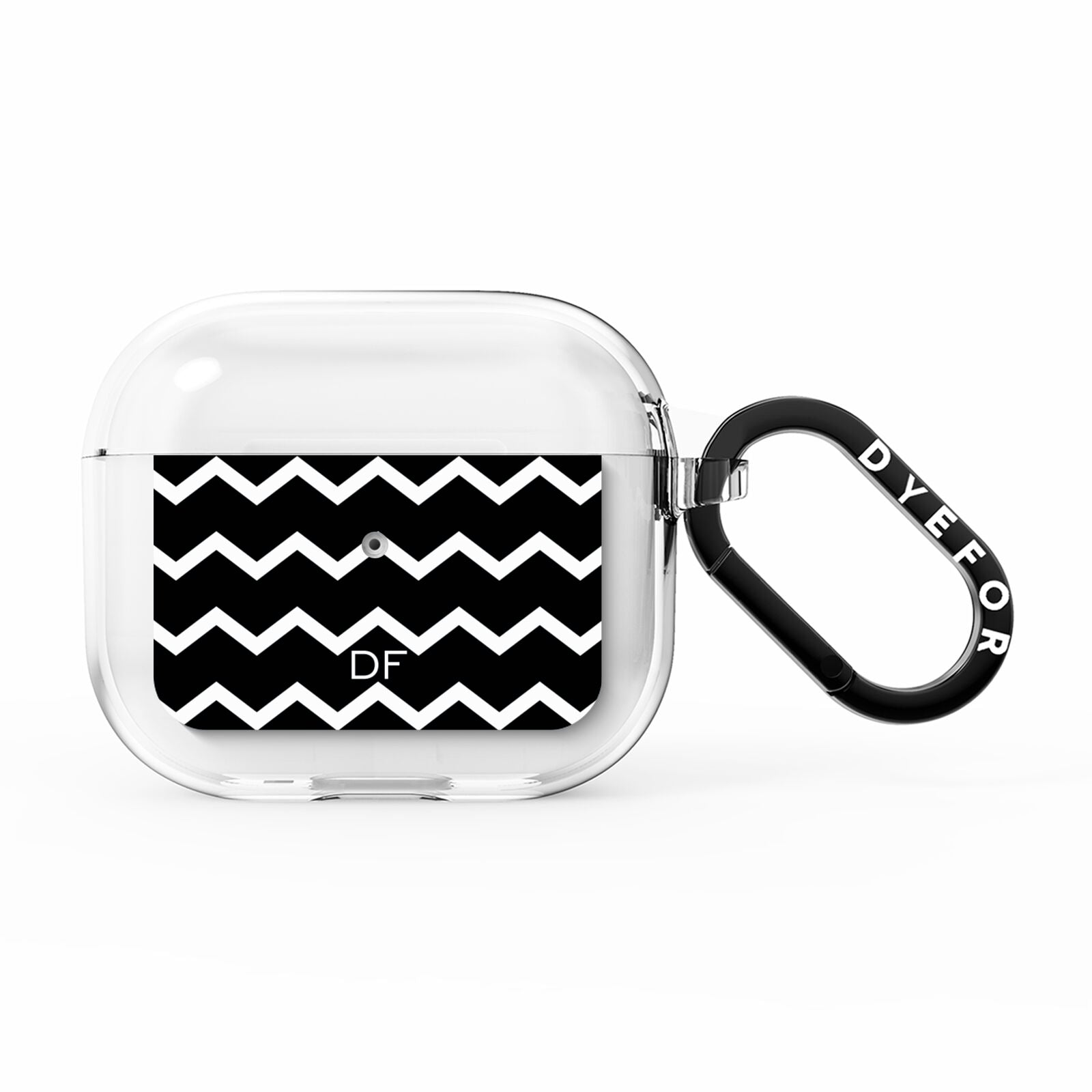 Personalised Chevron Black AirPods Clear Case 3rd Gen