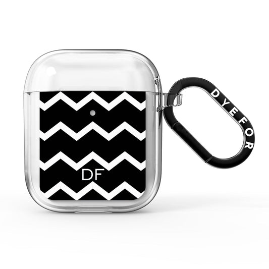 Personalised Chevron Black AirPods Clear Case