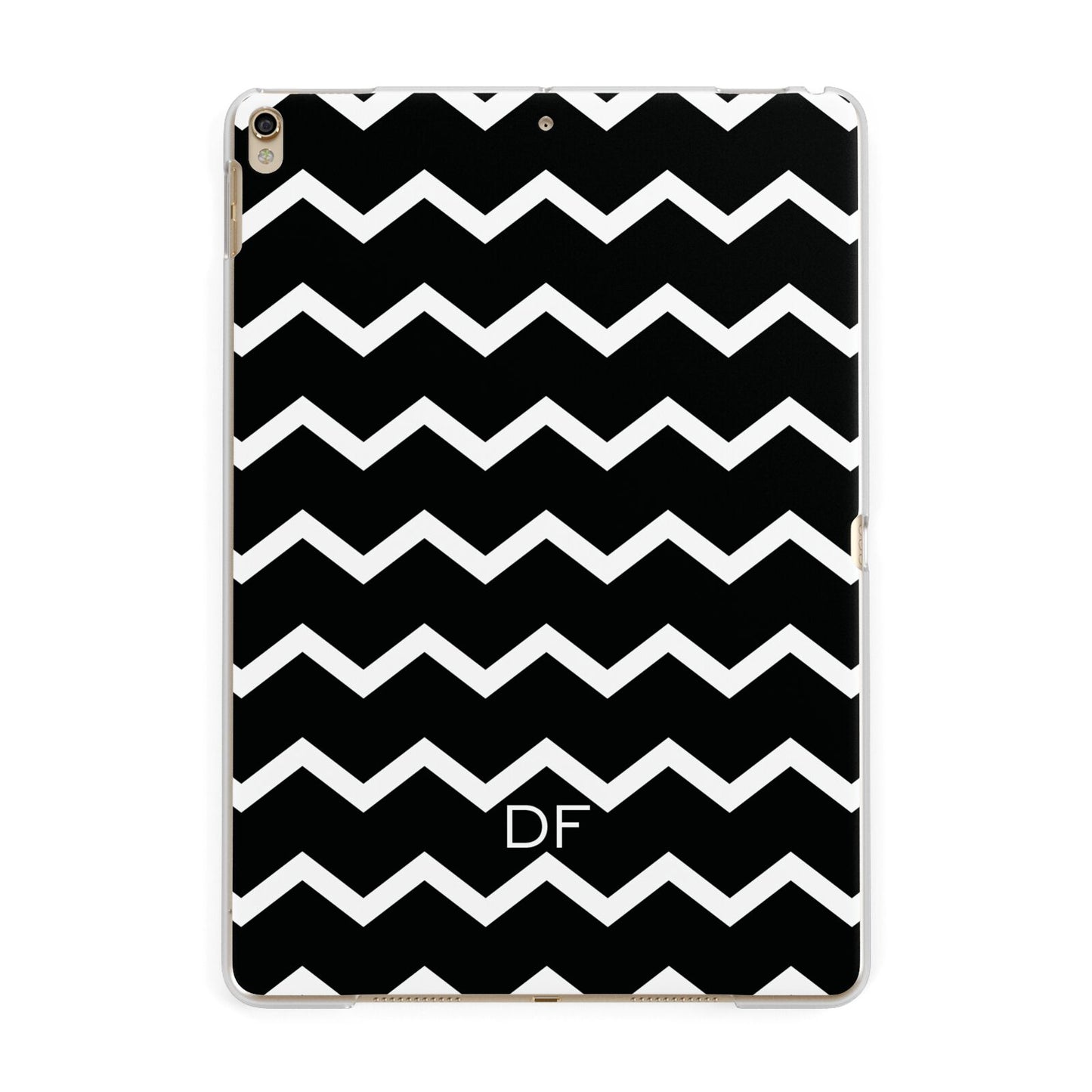 Personalised Chevron Black Apple iPad Gold Case