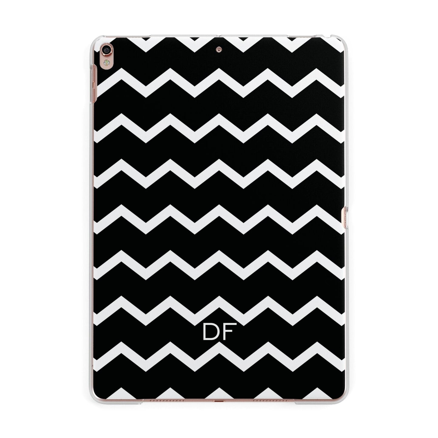 Personalised Chevron Black Apple iPad Rose Gold Case