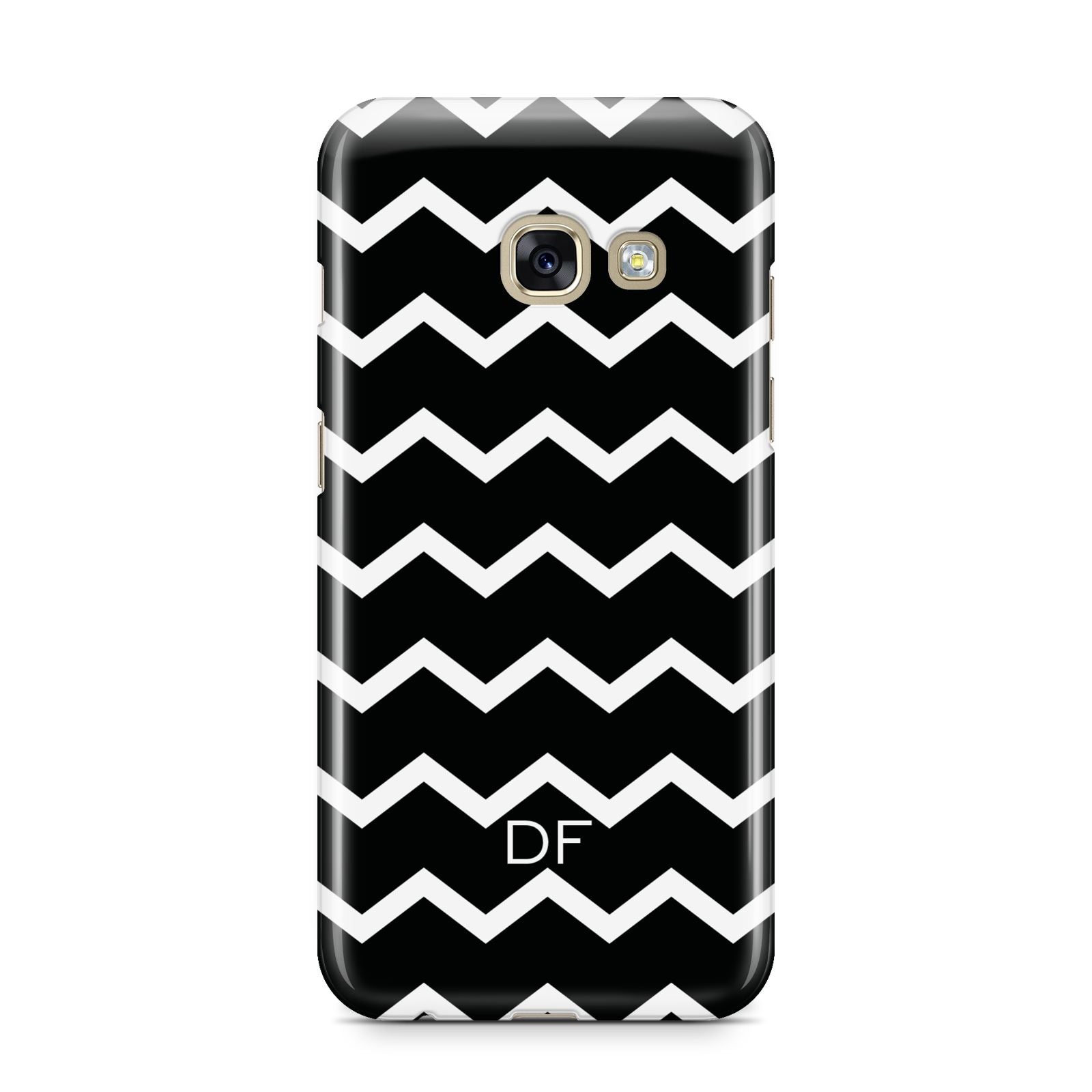 Personalised Chevron Black Samsung Galaxy A3 2017 Case on gold phone