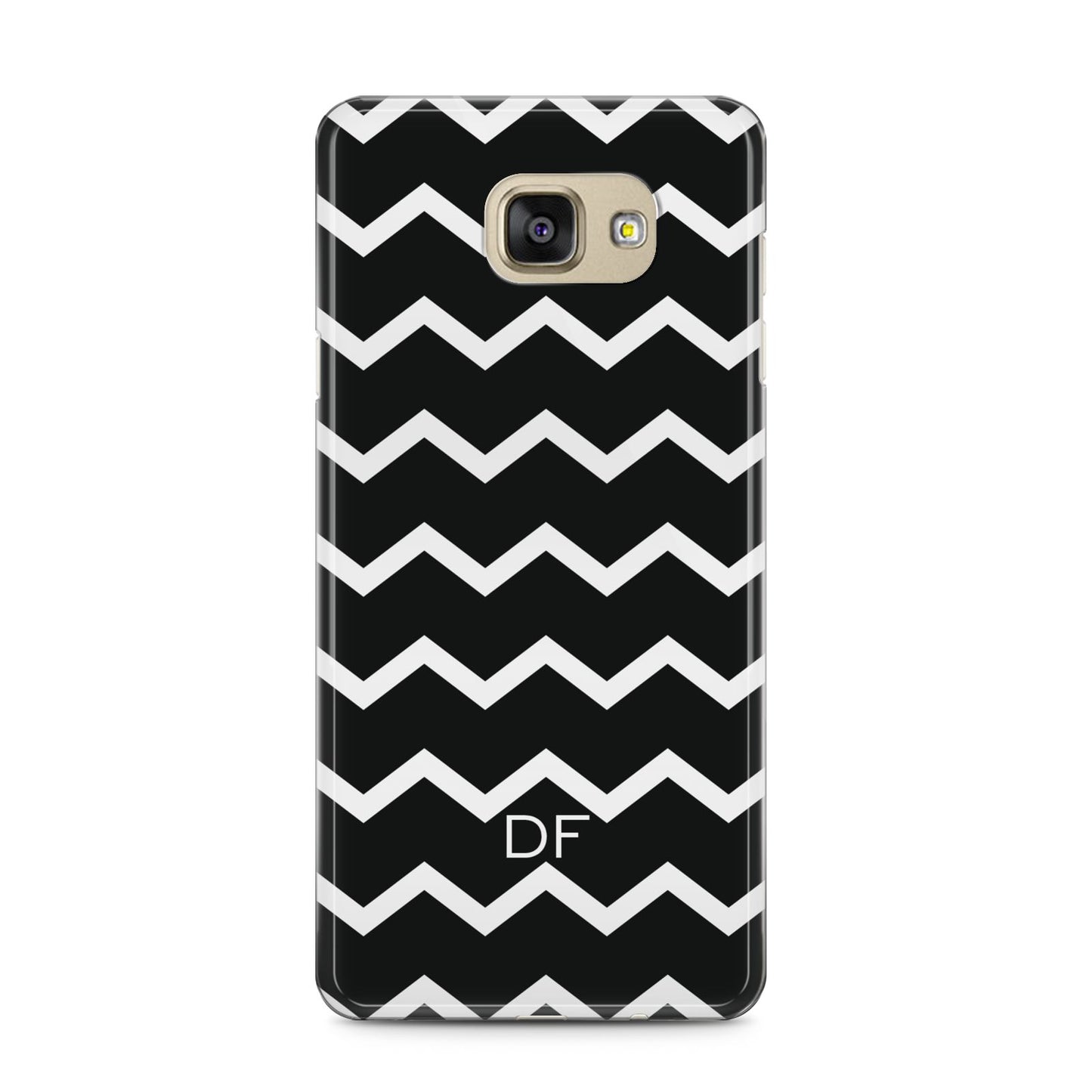 Personalised Chevron Black Samsung Galaxy A5 2016 Case on gold phone