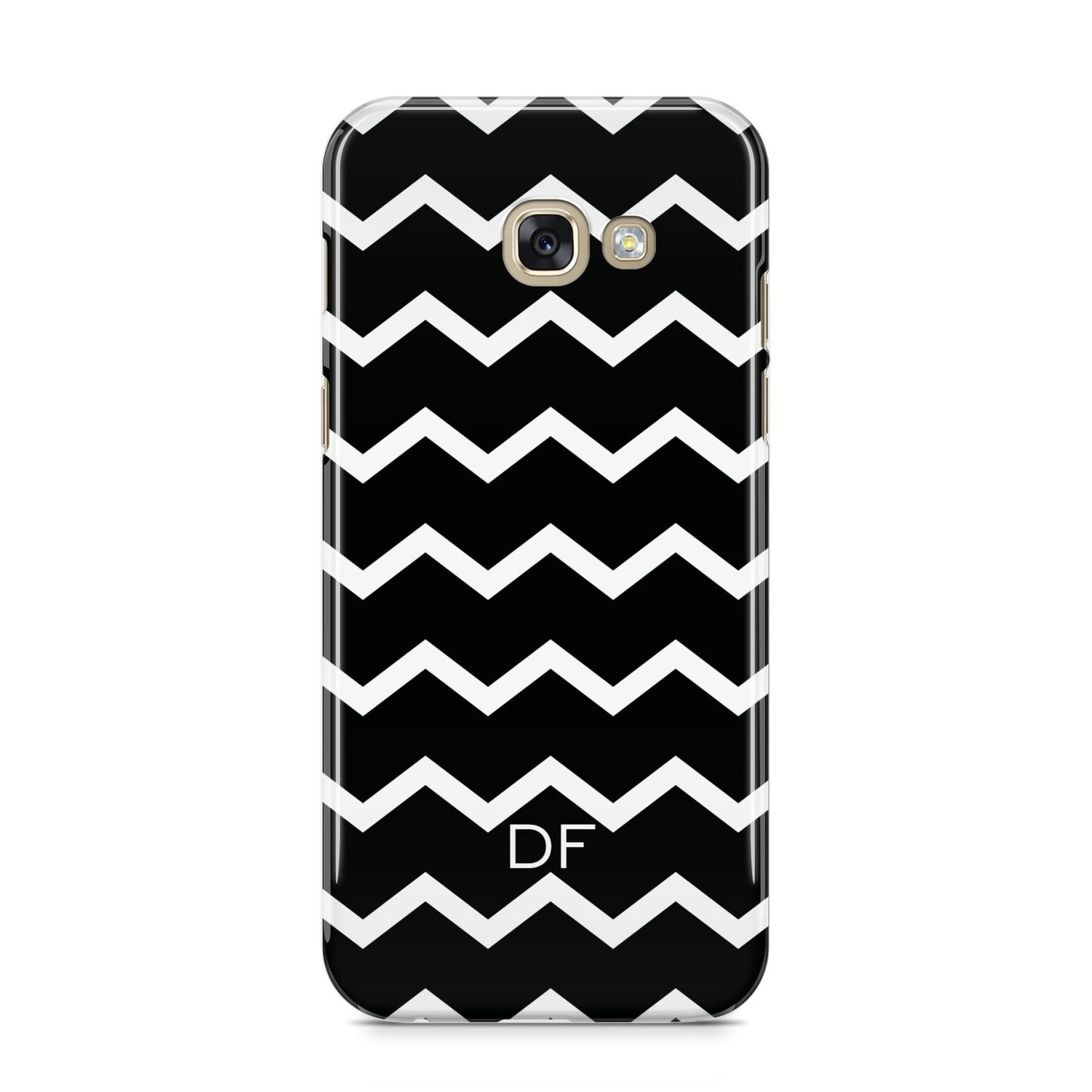 Personalised Chevron Black Samsung Galaxy A5 2017 Case on gold phone