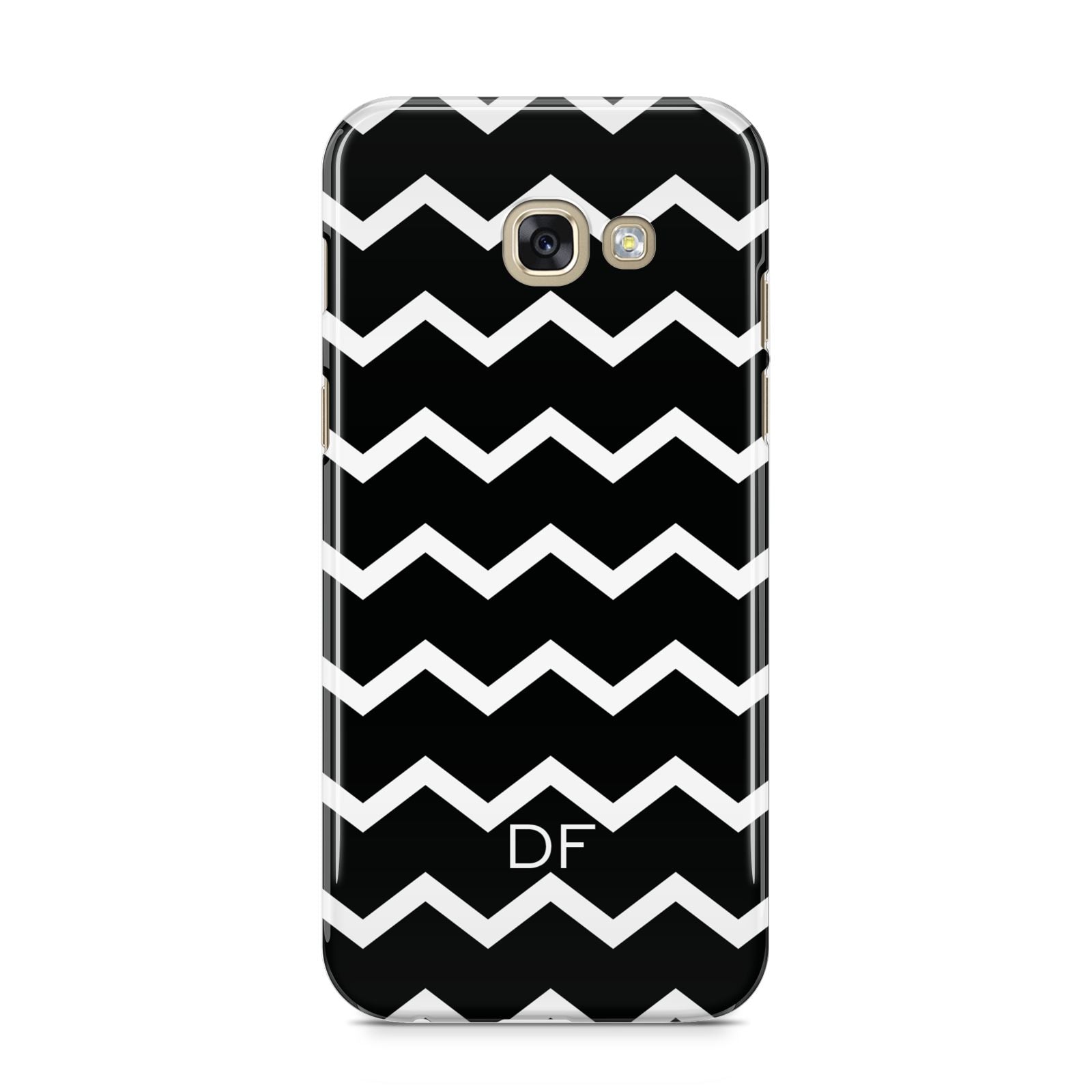 Personalised Chevron Black Samsung Galaxy A5 2017 Case on gold phone