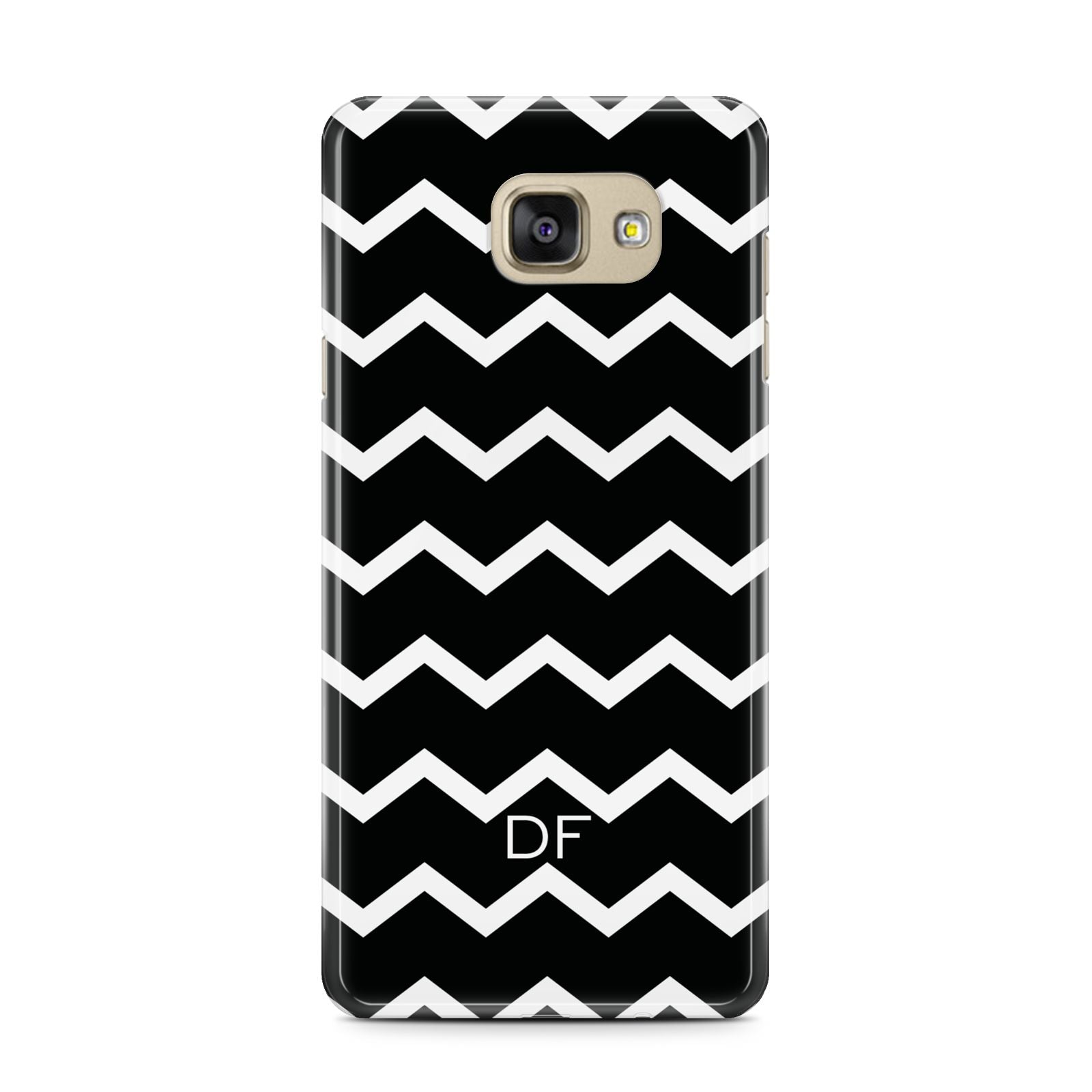 Personalised Chevron Black Samsung Galaxy A7 2016 Case on gold phone