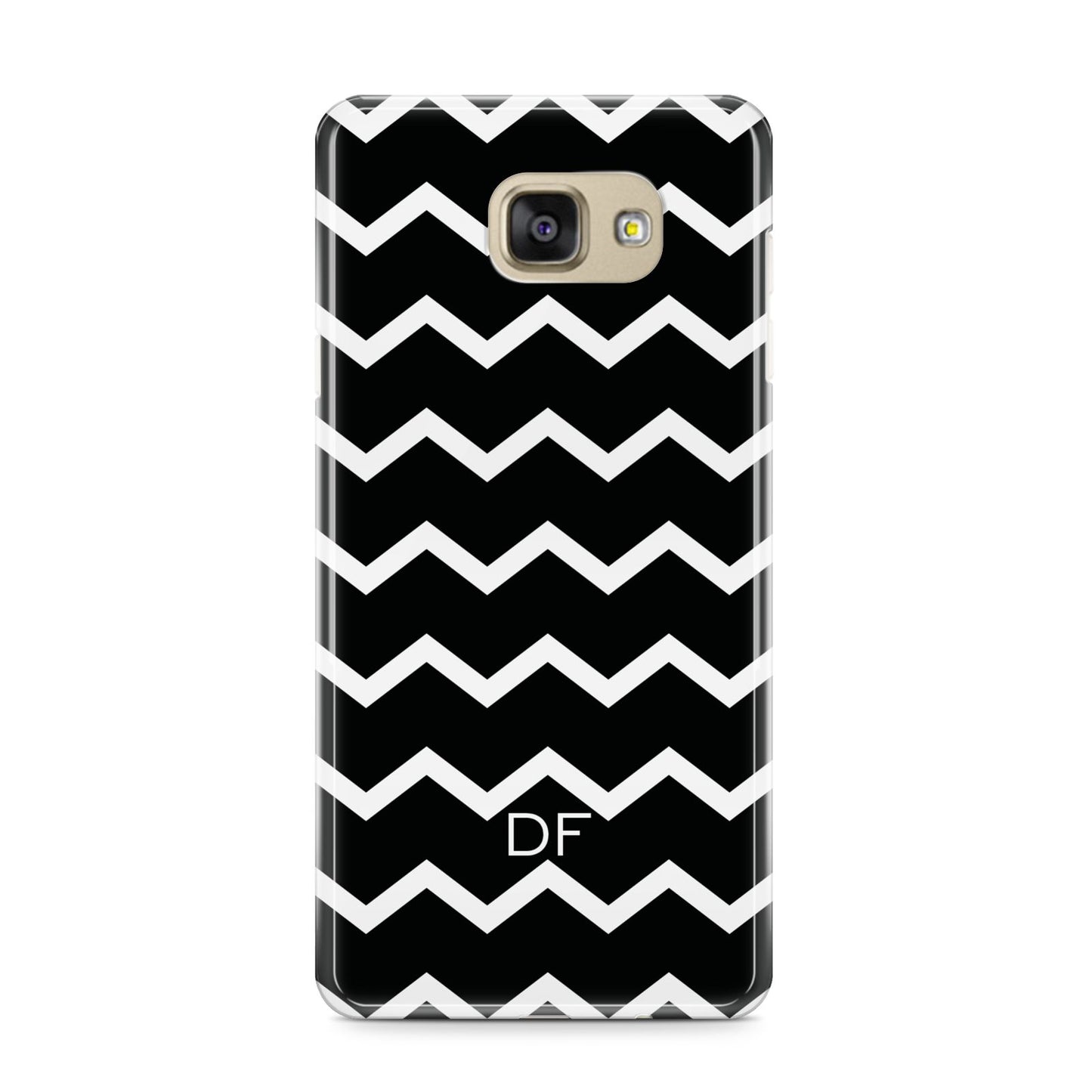 Personalised Chevron Black Samsung Galaxy A9 2016 Case on gold phone