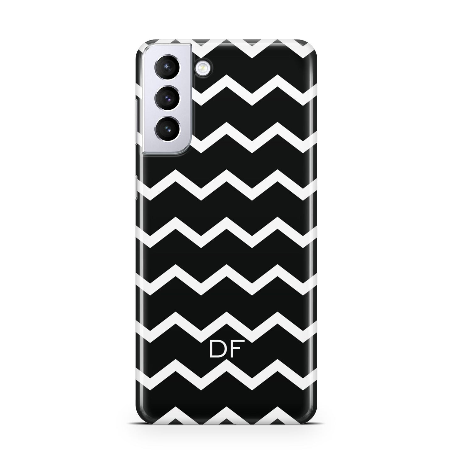 Personalised Chevron Black Samsung S21 Plus Phone Case