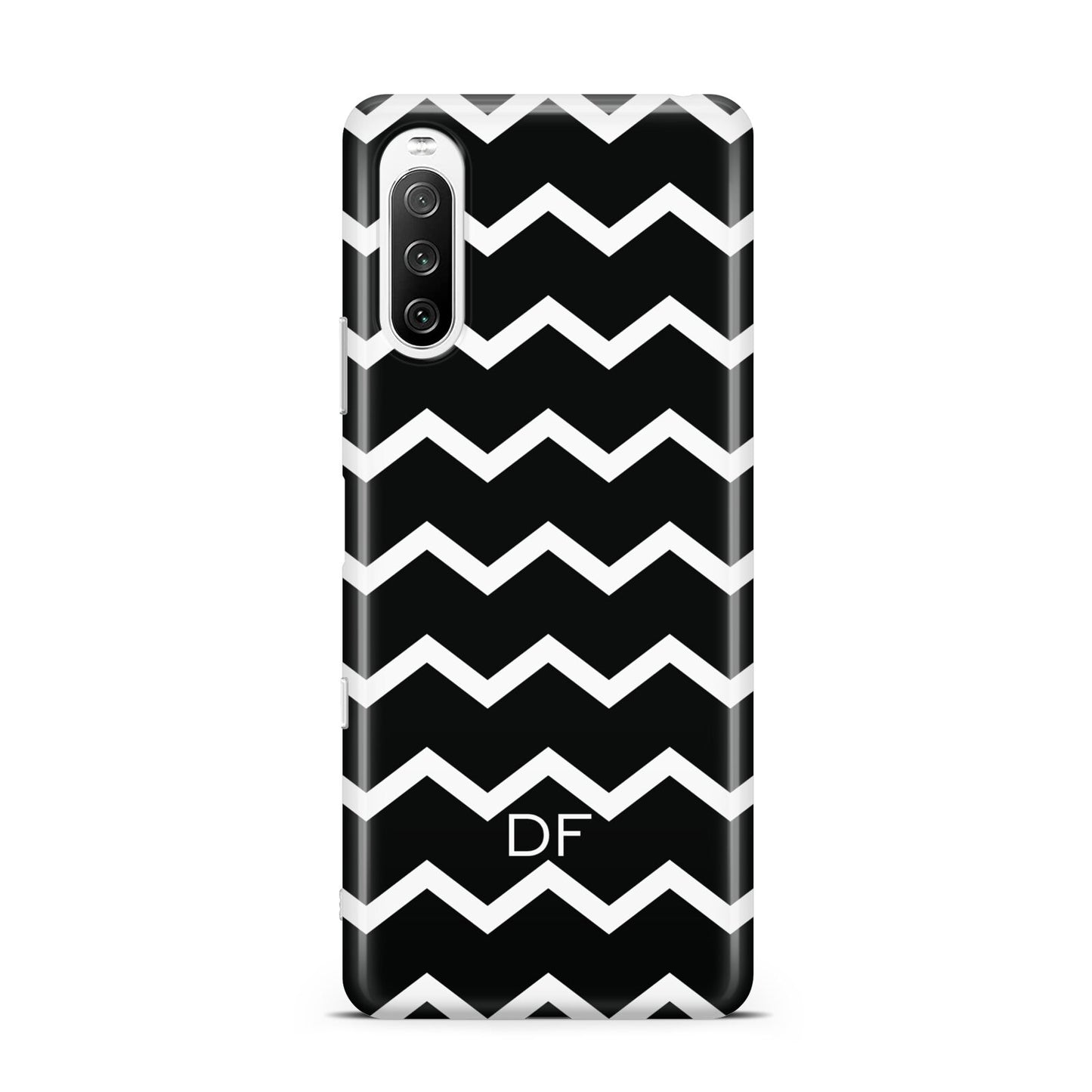 Personalised Chevron Black Sony Xperia 10 III Case