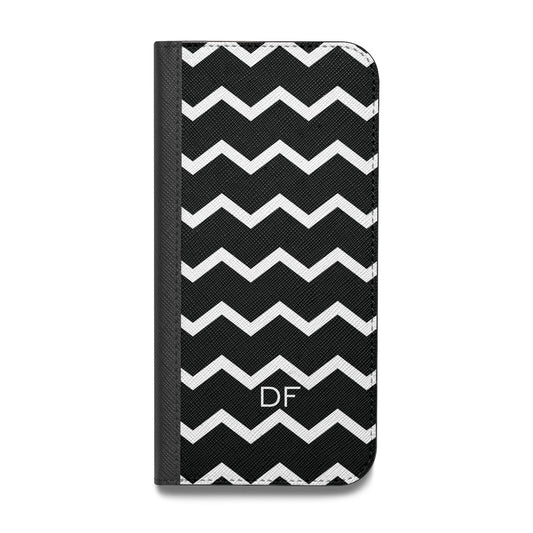 Personalised Chevron Black Vegan Leather Flip Samsung Case