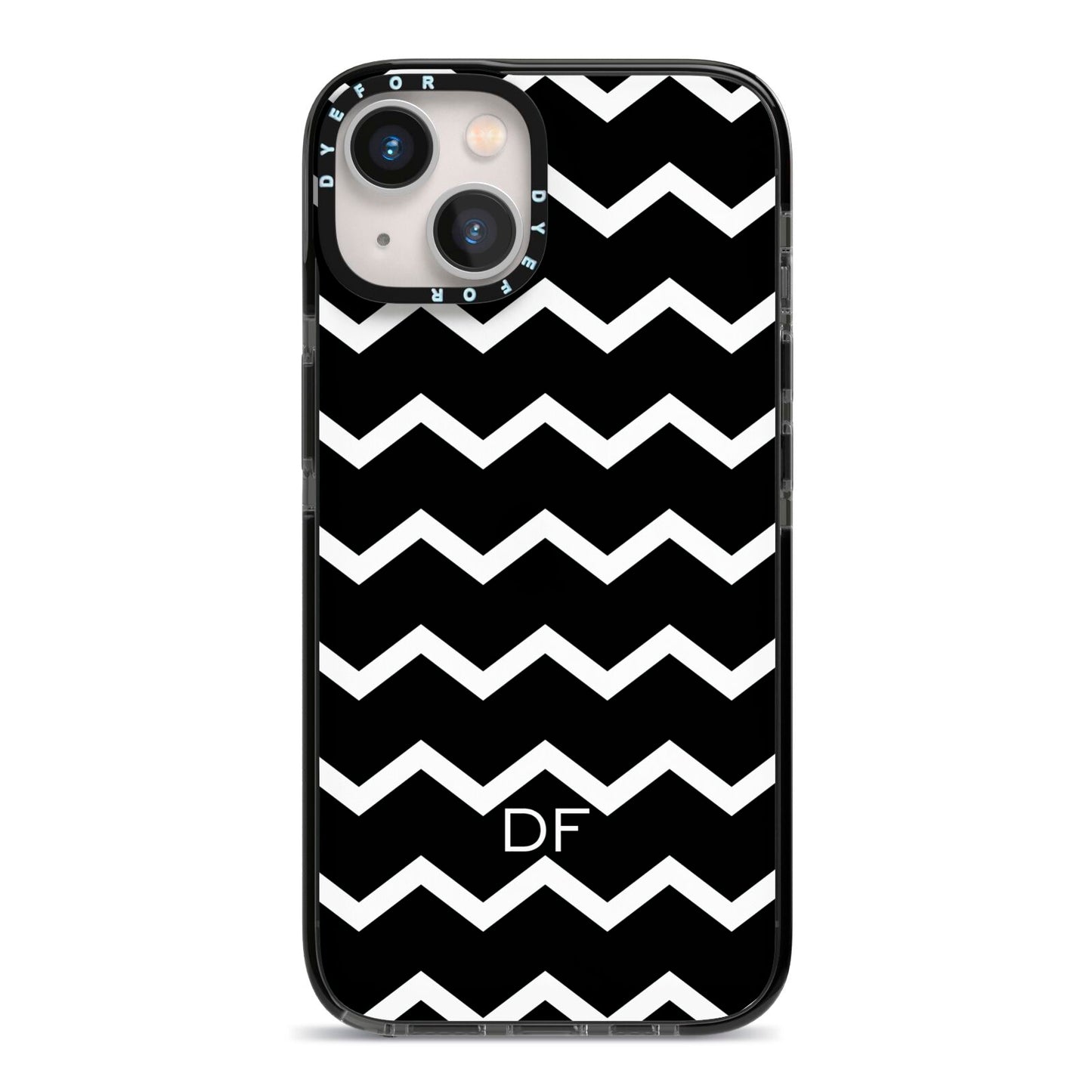 Personalised Chevron Black iPhone 13 Black Impact Case on Silver phone