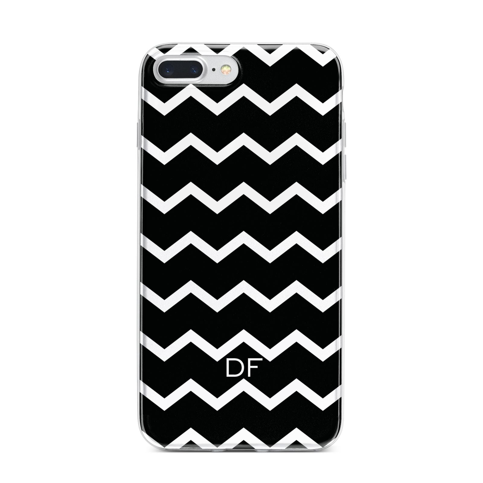 Personalised Chevron Black iPhone 7 Plus Bumper Case on Silver iPhone