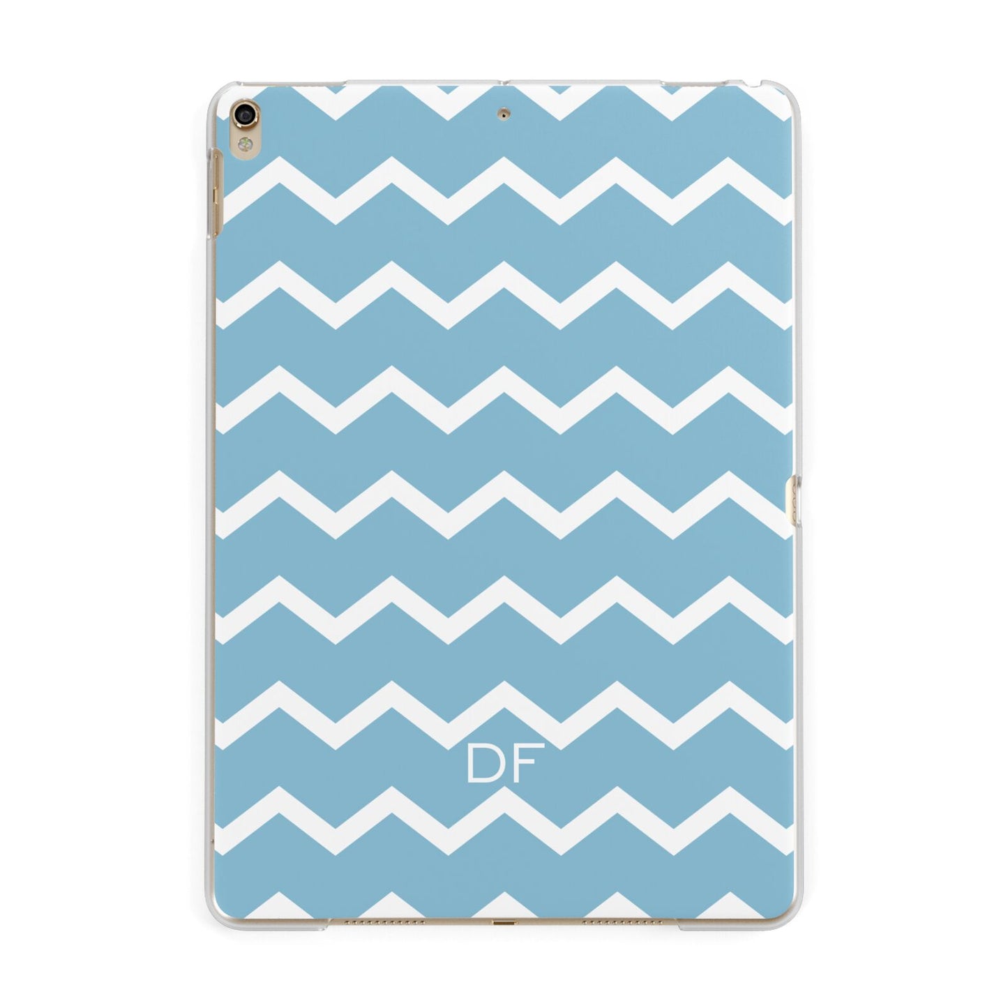 Personalised Chevron Blue Apple iPad Gold Case