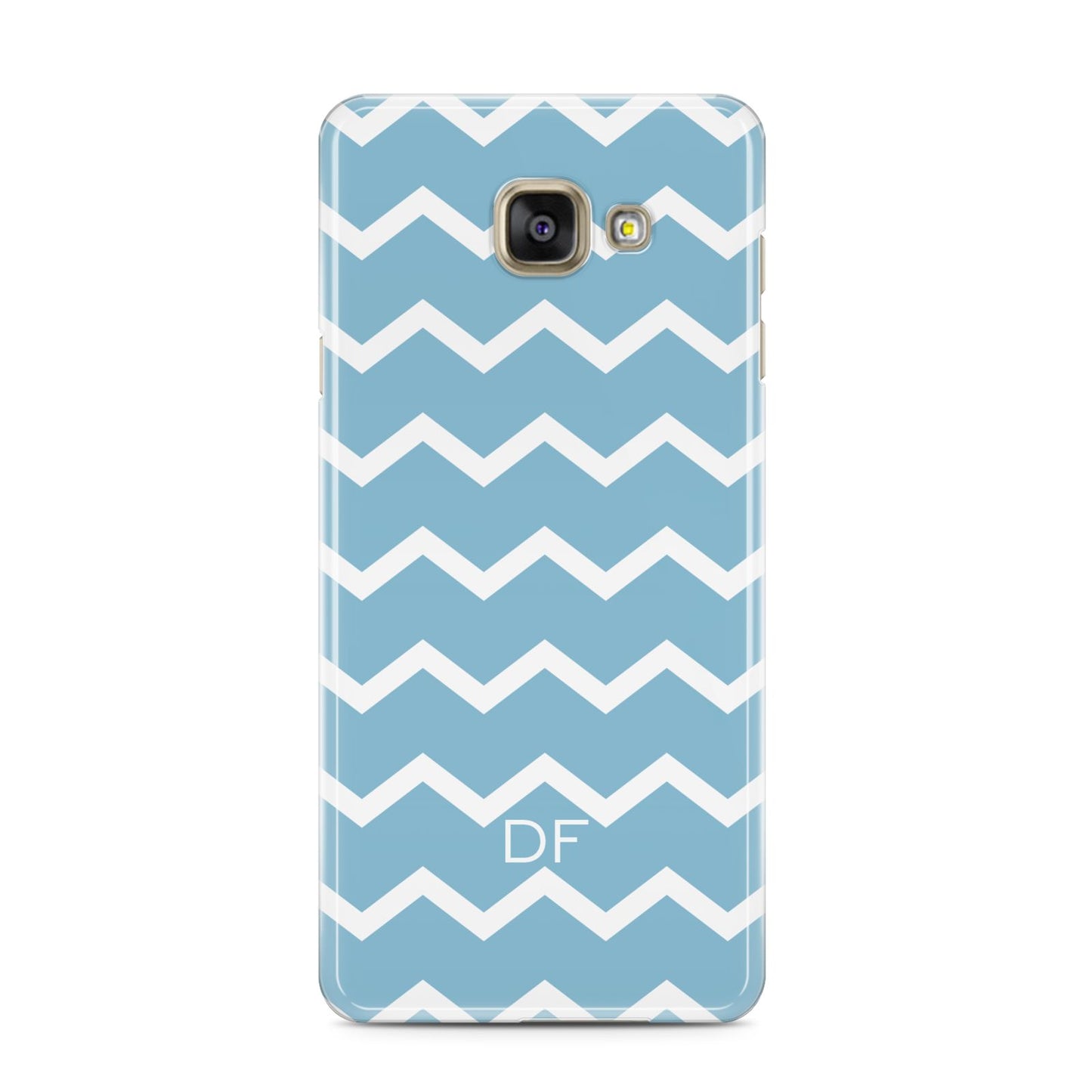 Personalised Chevron Blue Samsung Galaxy A3 2016 Case on gold phone