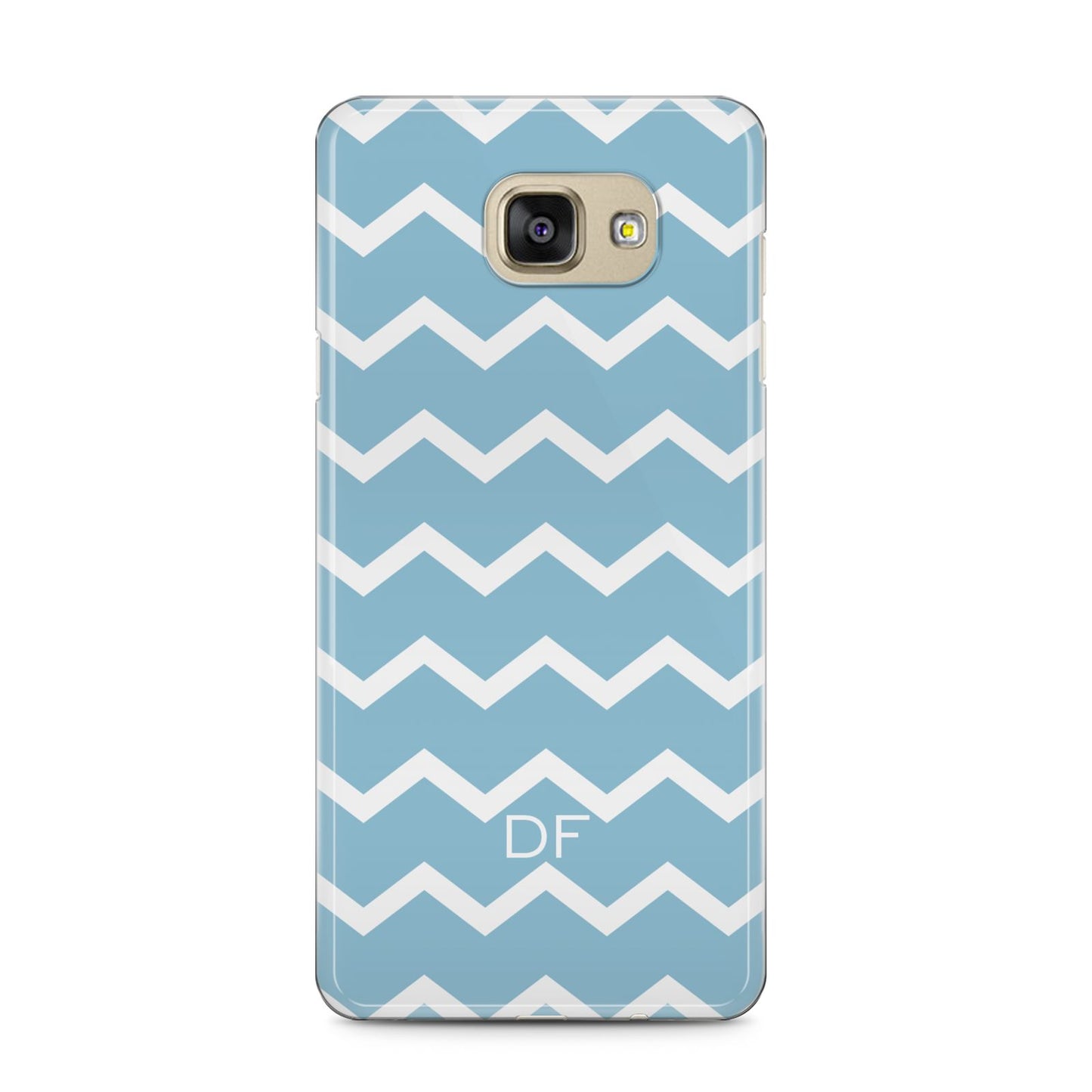 Personalised Chevron Blue Samsung Galaxy A5 2016 Case on gold phone