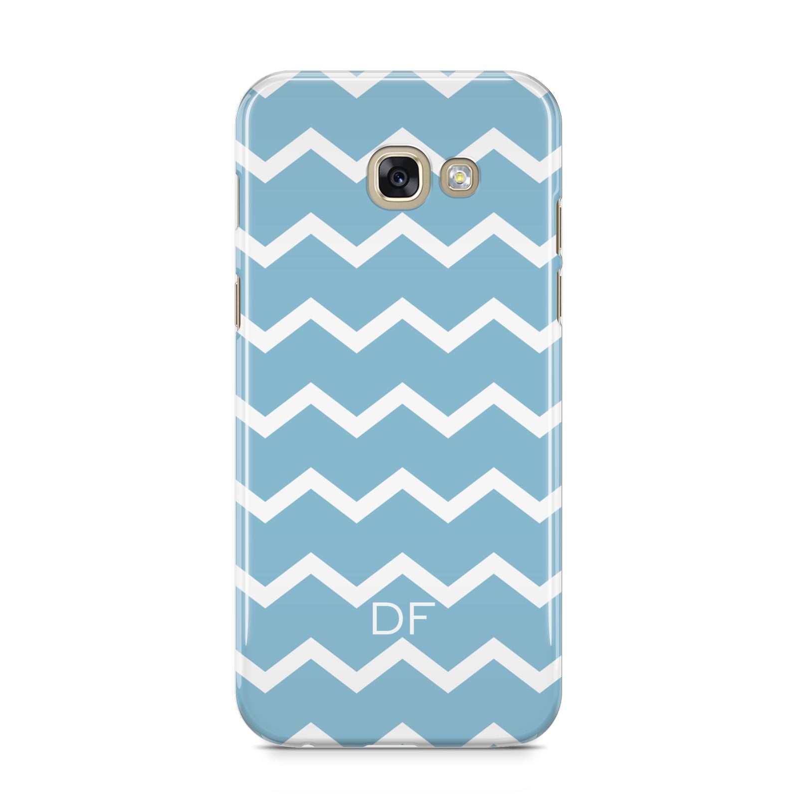 Personalised Chevron Blue Samsung Galaxy A5 2017 Case on gold phone