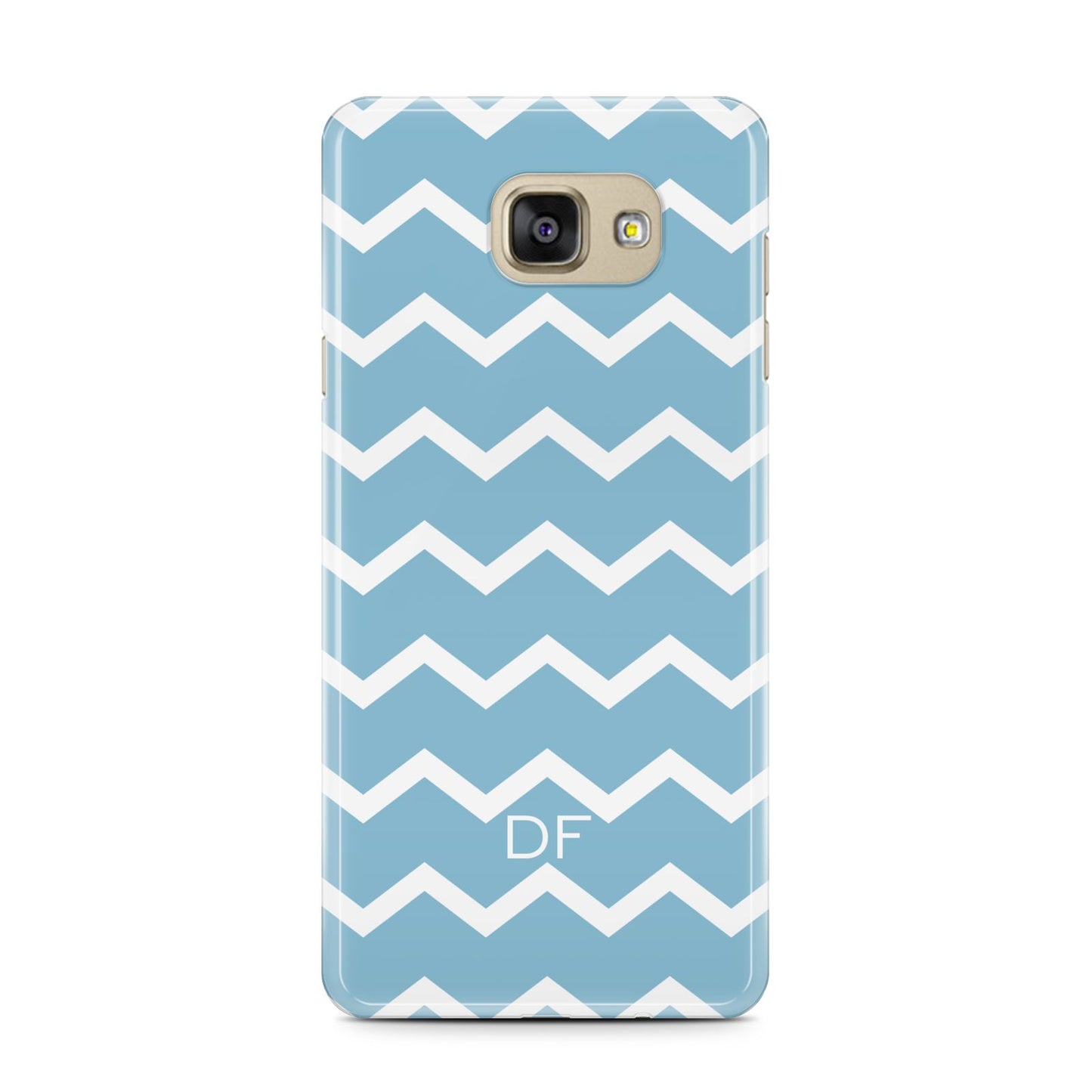 Personalised Chevron Blue Samsung Galaxy A7 2016 Case on gold phone