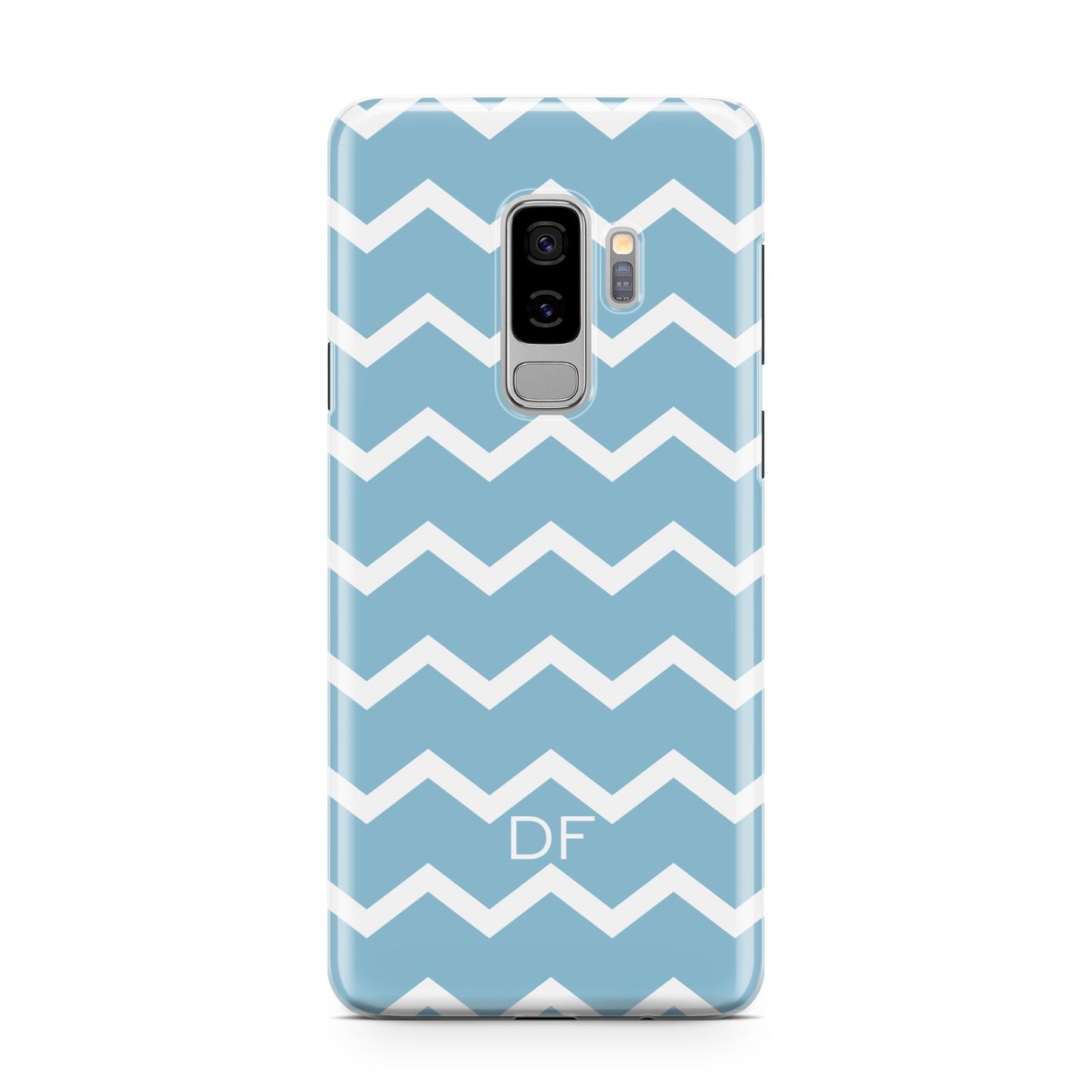 Personalised Chevron Blue Samsung Galaxy S9 Plus Case on Silver phone