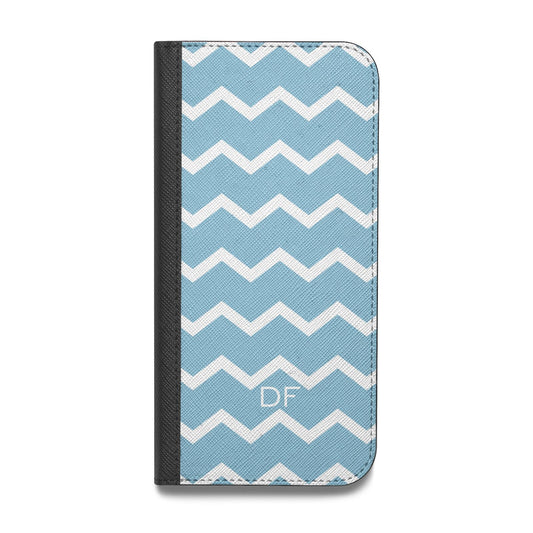 Personalised Chevron Blue Vegan Leather Flip Samsung Case