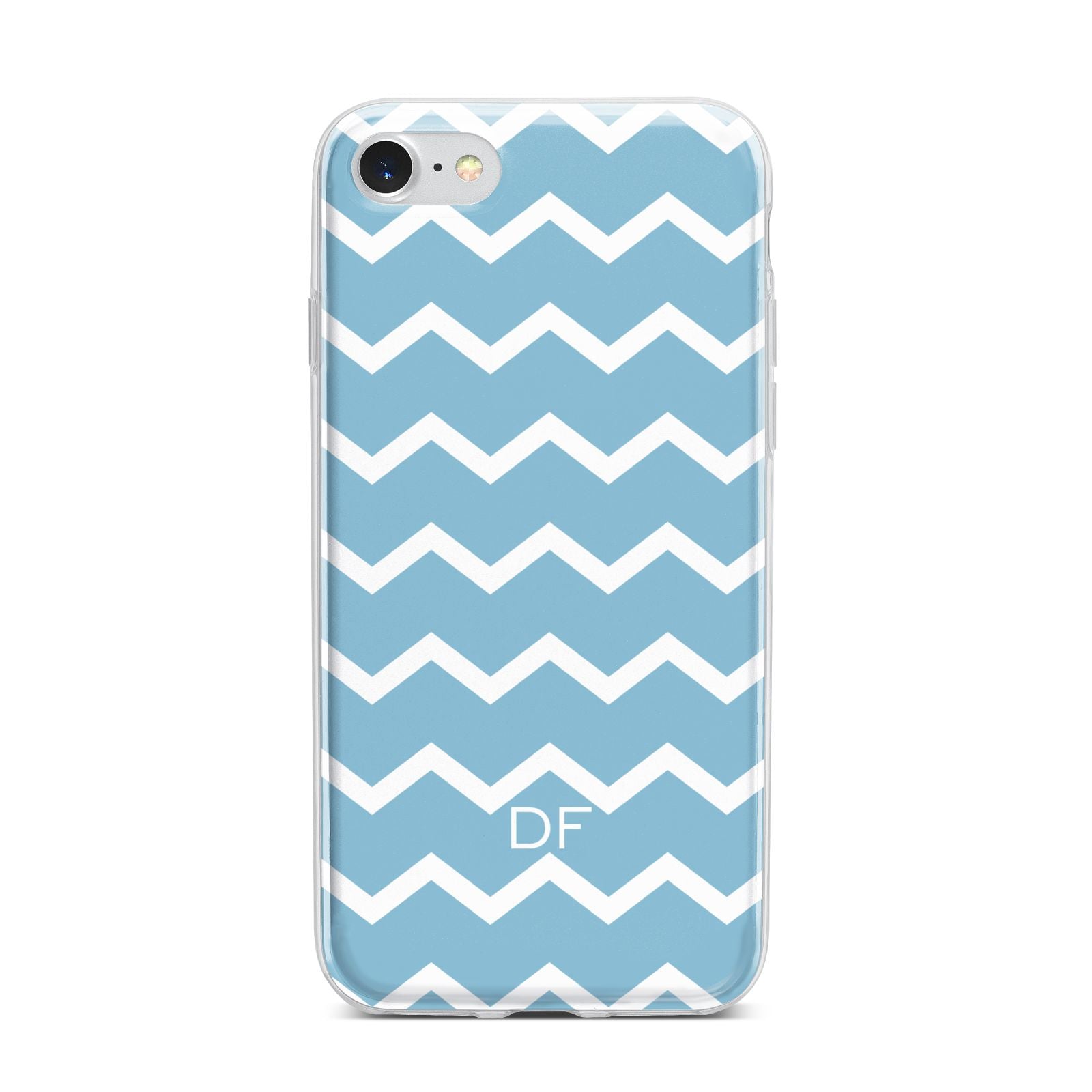 Personalised Chevron Blue iPhone 7 Bumper Case on Silver iPhone