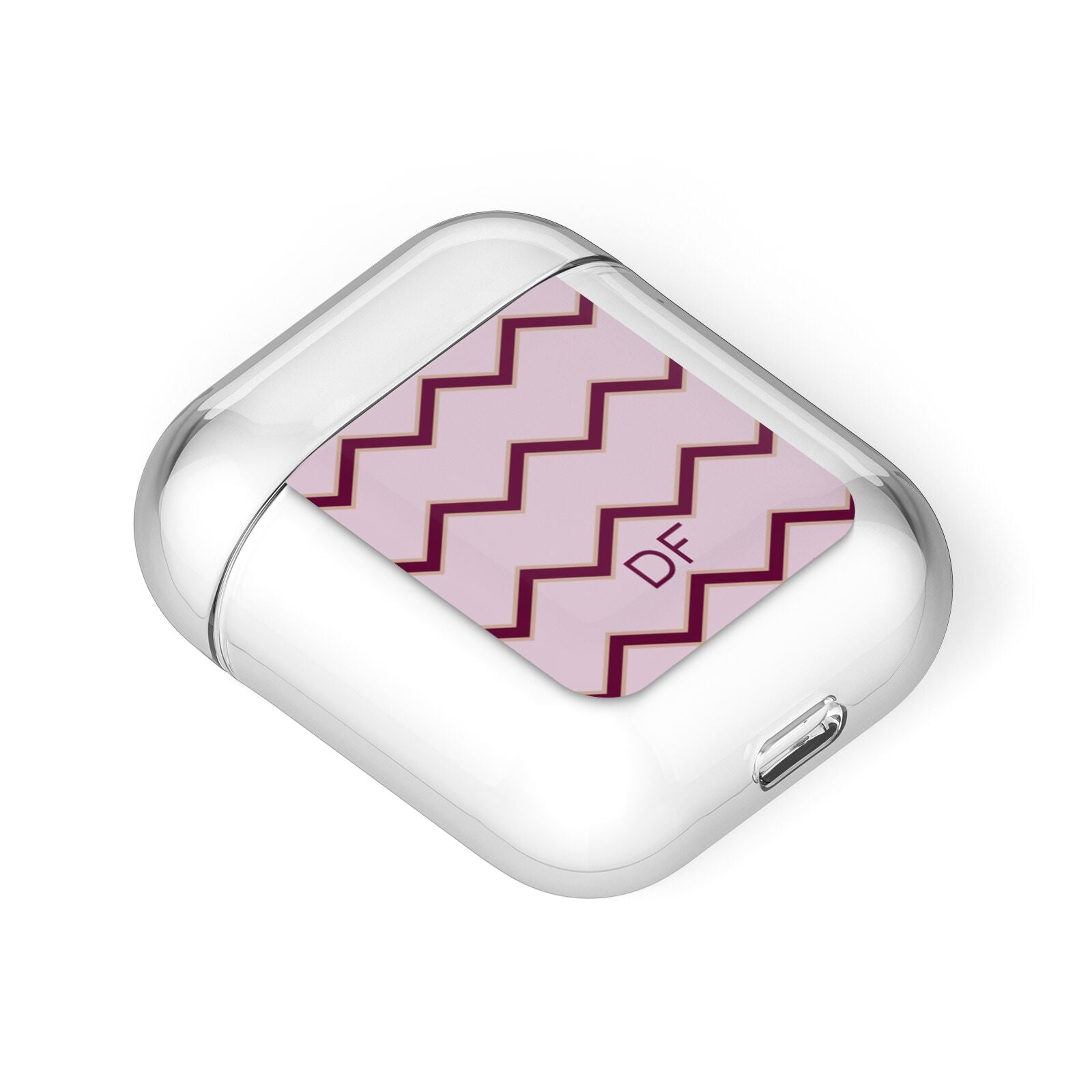 Personalised Chevron Burgundy AirPods Case Laid Flat