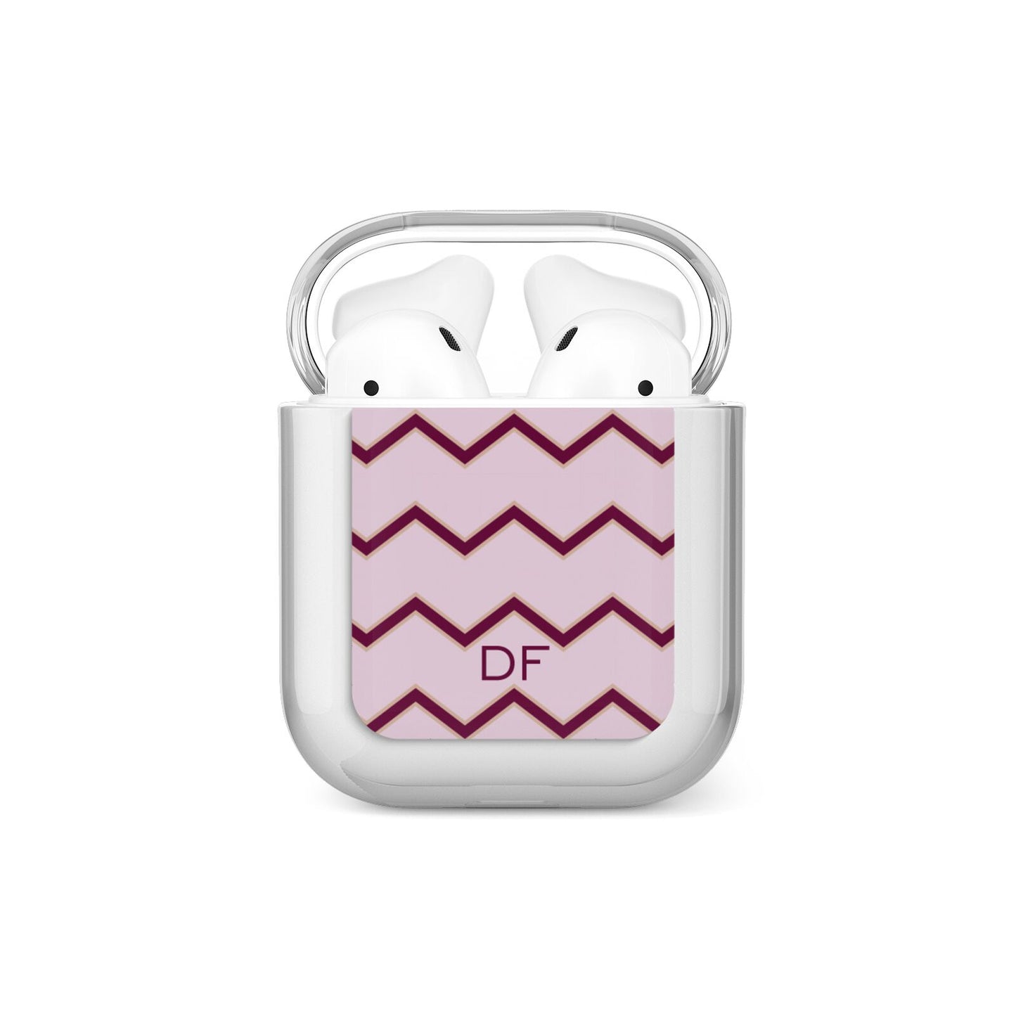 Personalised Chevron Burgundy AirPods Case