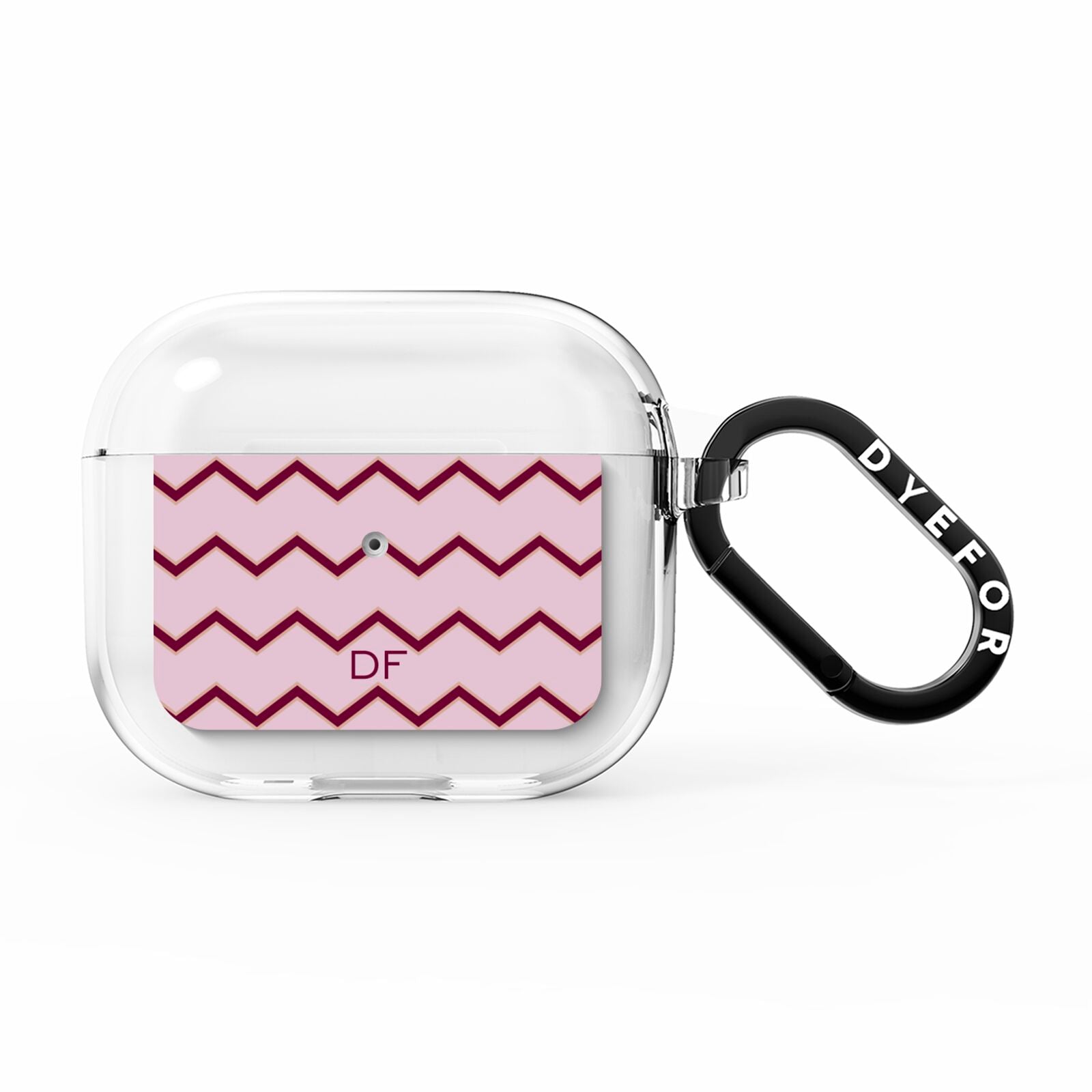 Personalised Chevron Burgundy AirPods Clear Case 3rd Gen