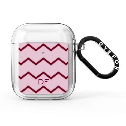 Personalised Chevron Burgundy AirPods Clear Case