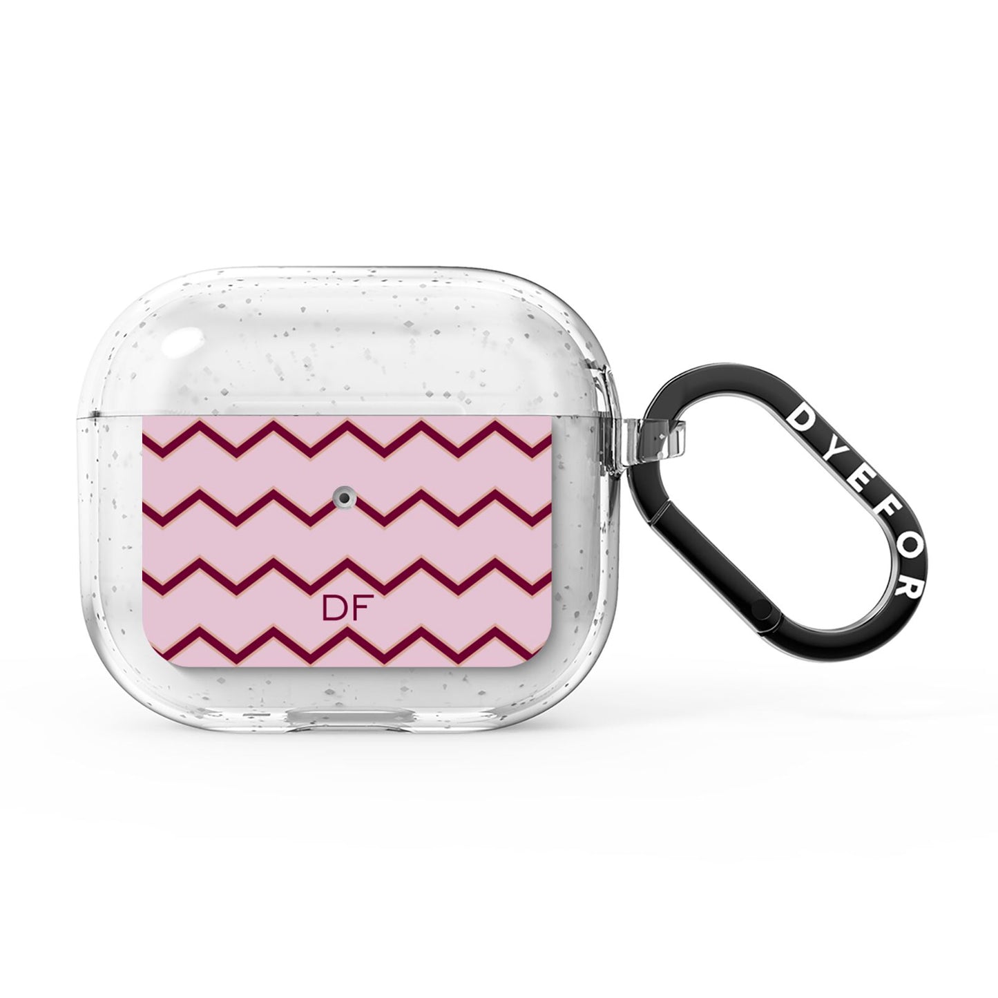 Personalised Chevron Burgundy AirPods Glitter Case 3rd Gen