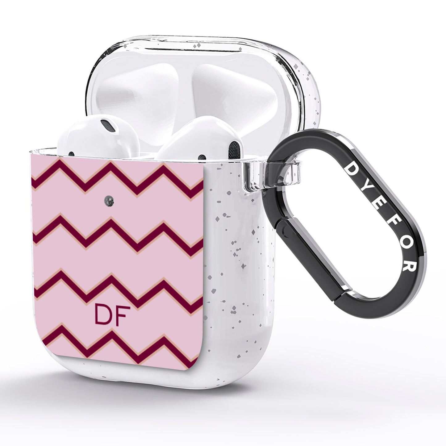 Personalised Chevron Burgundy AirPods Glitter Case Side Image