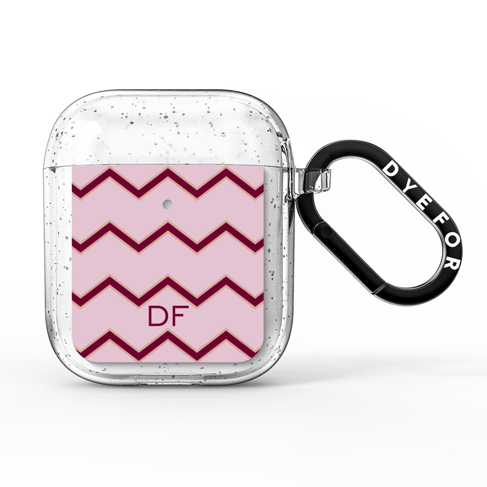 Personalised Chevron Burgundy AirPods Glitter Case