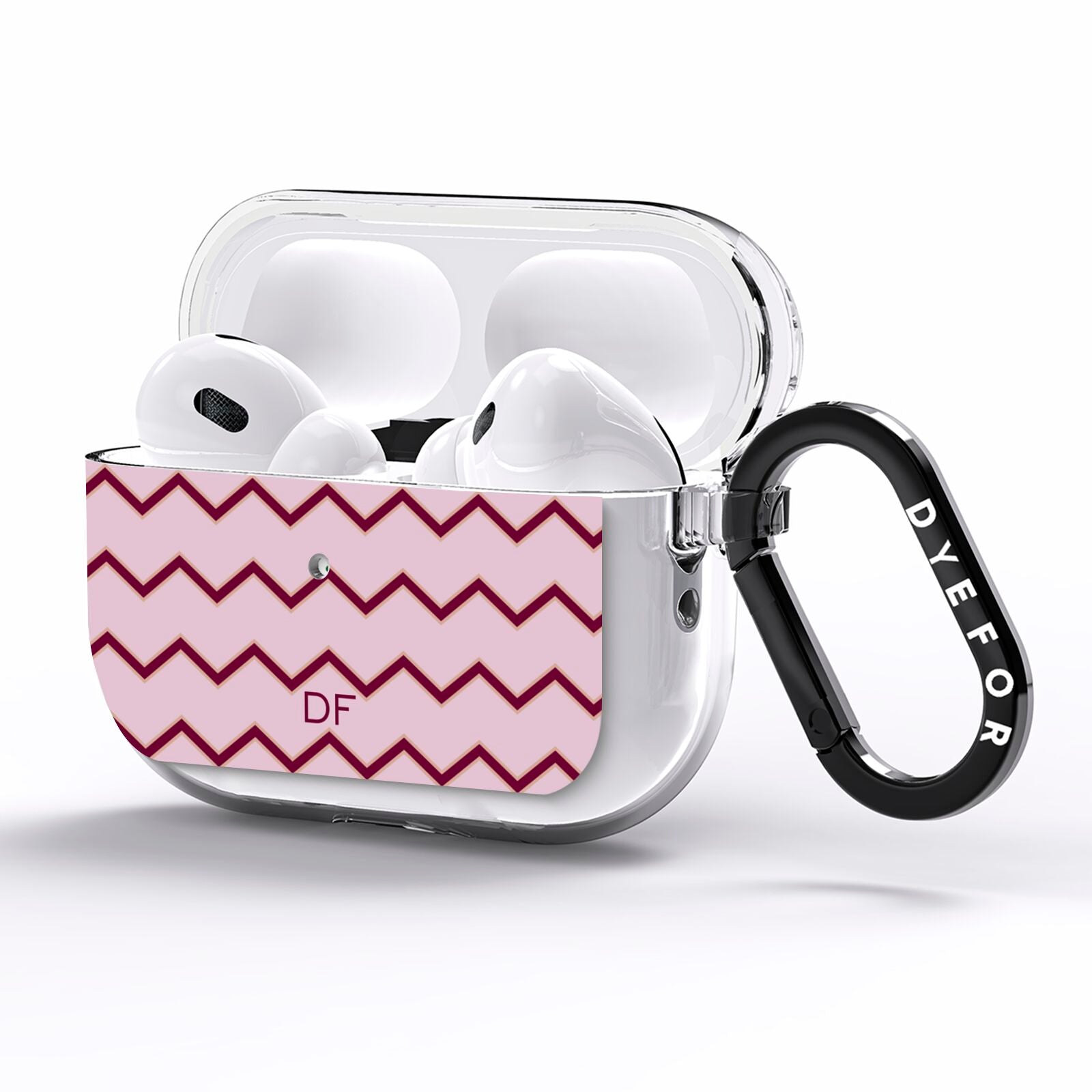 Personalised Chevron Burgundy AirPods Pro Clear Case Side Image