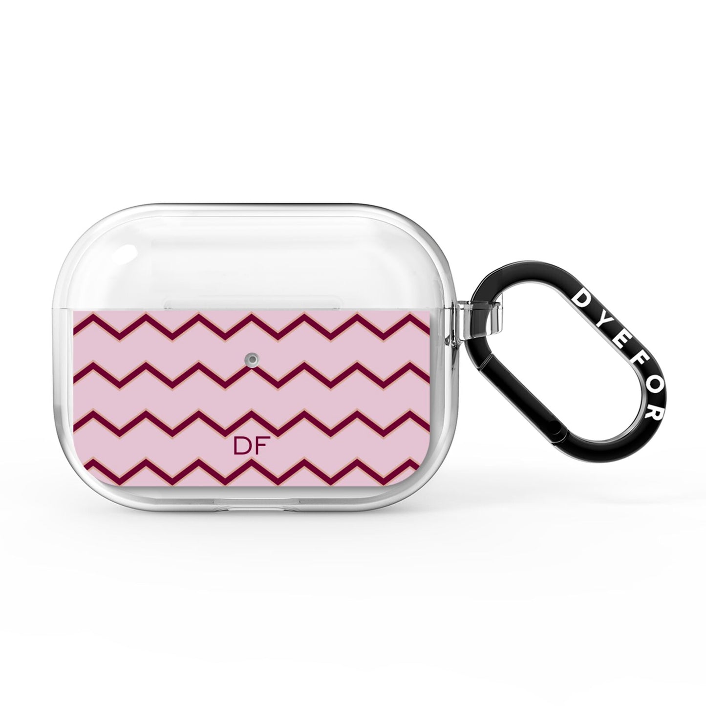 Personalised Chevron Burgundy AirPods Pro Clear Case