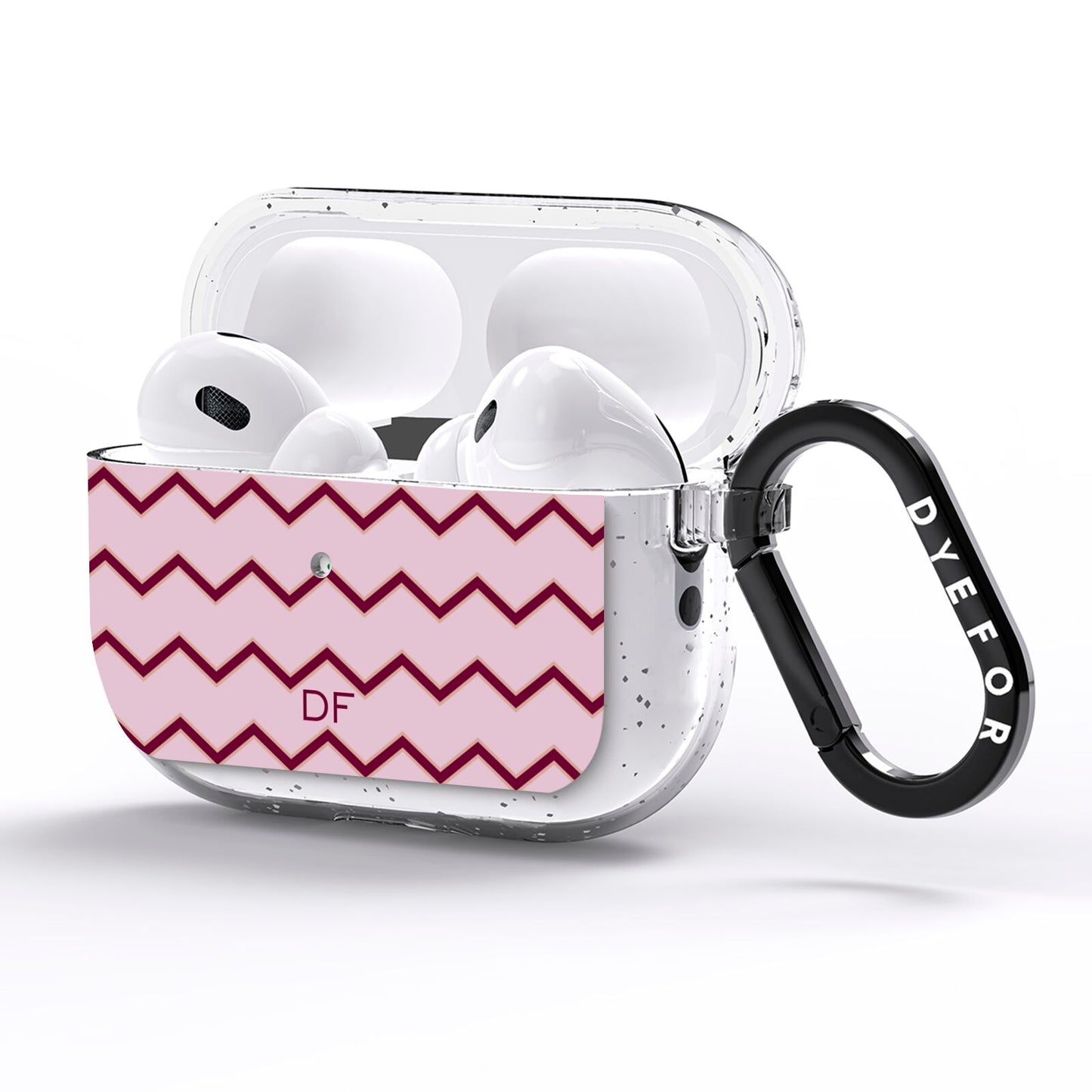 Personalised Chevron Burgundy AirPods Pro Glitter Case Side Image