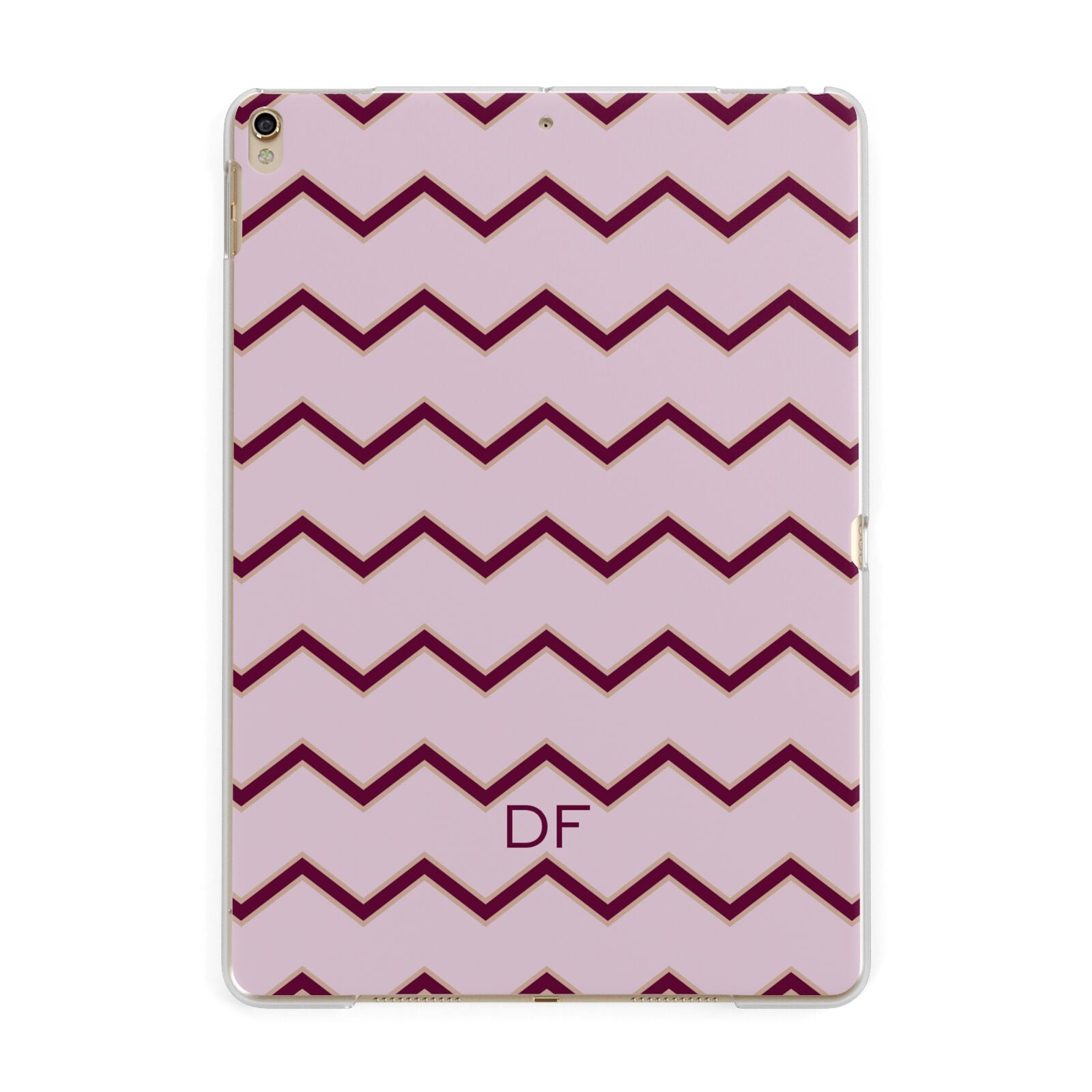 Personalised Chevron Burgundy Apple iPad Gold Case