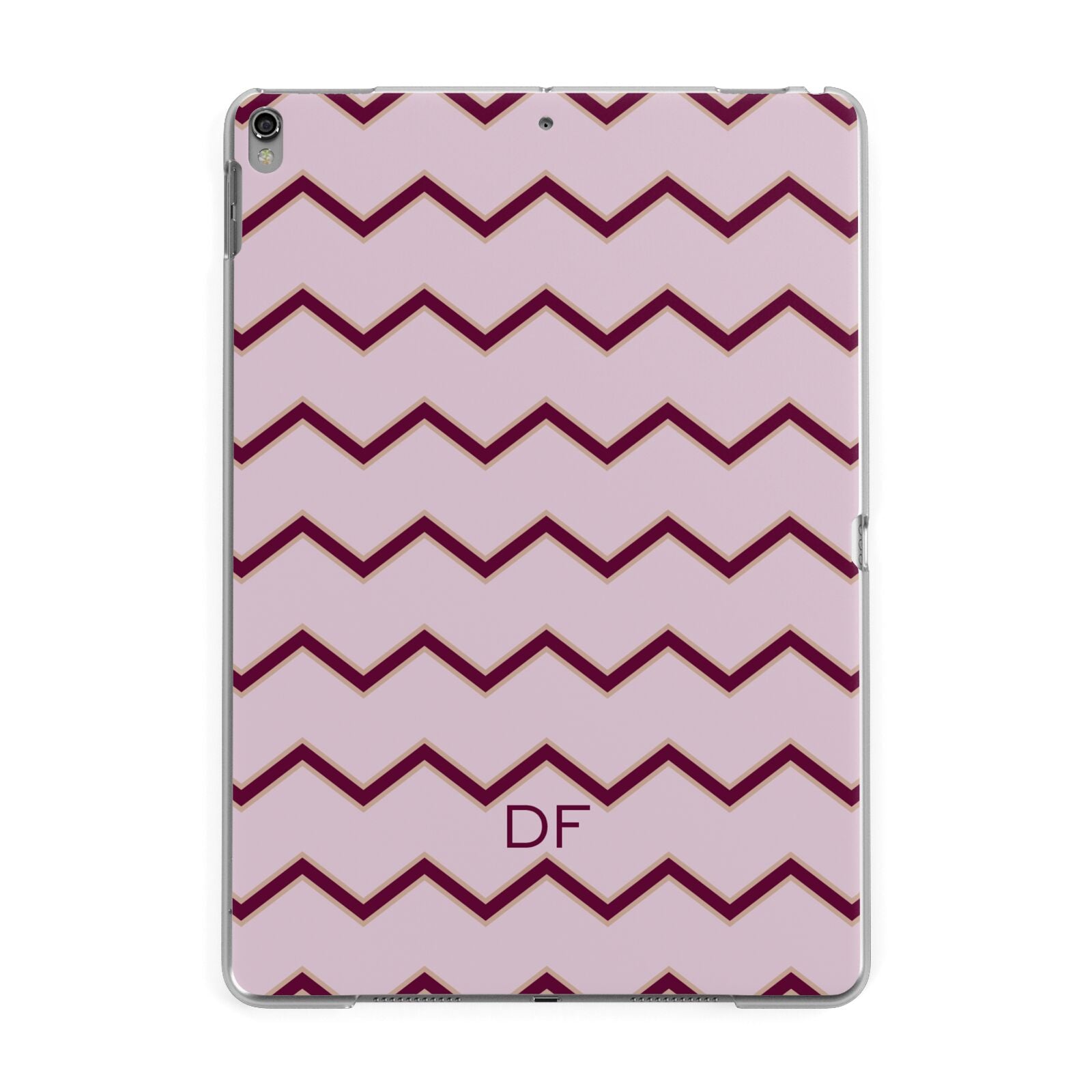 Personalised Chevron Burgundy Apple iPad Grey Case