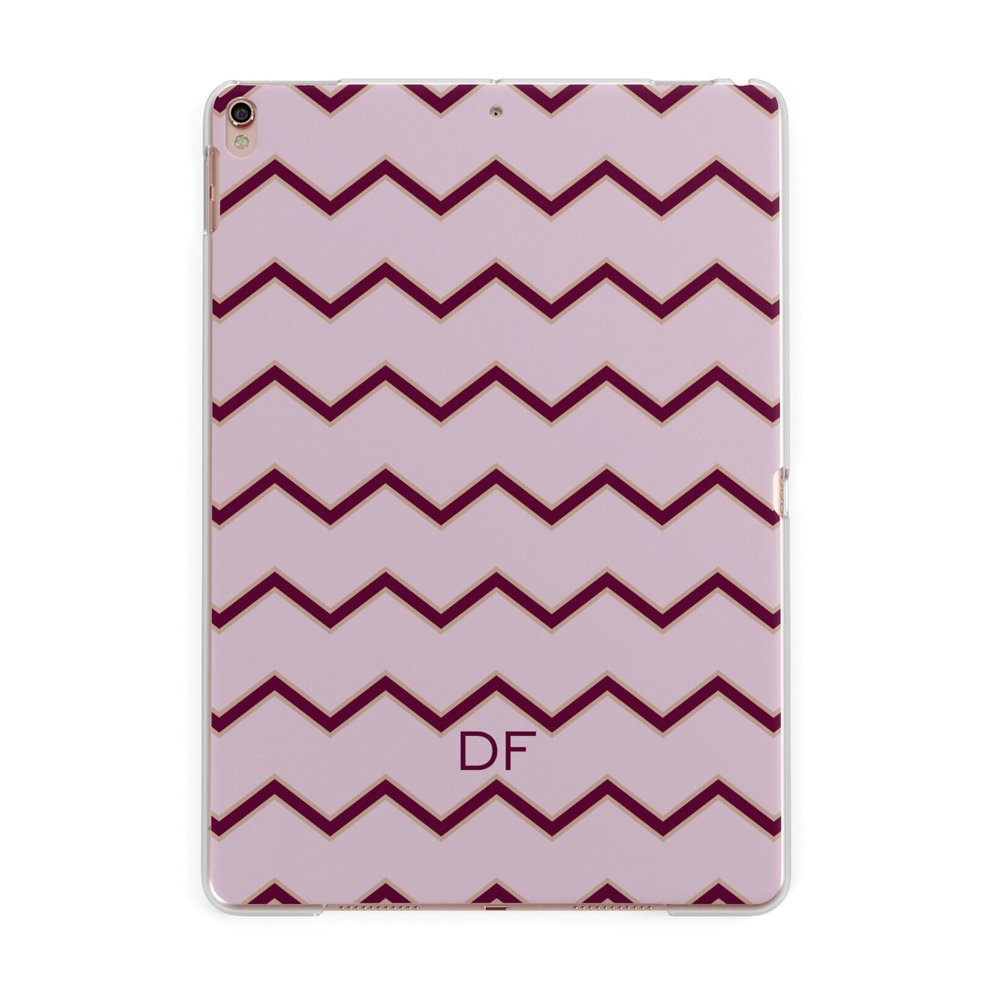 Personalised Chevron Burgundy Apple iPad Rose Gold Case