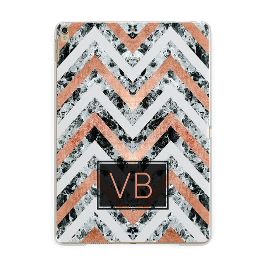 Personalised Chevron Marble Initials Apple iPad Gold Case