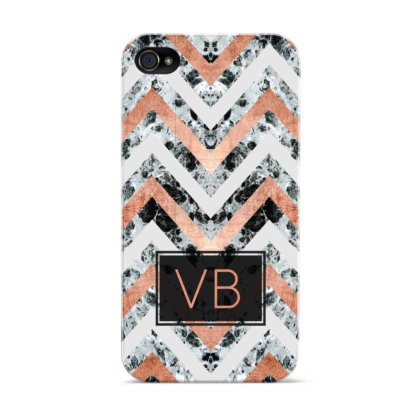 Personalised Chevron Marble Initials Apple iPhone 4s Case