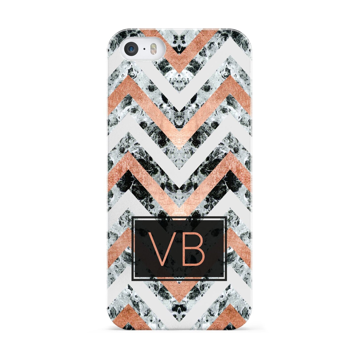 Personalised Chevron Marble Initials Apple iPhone 5 Case