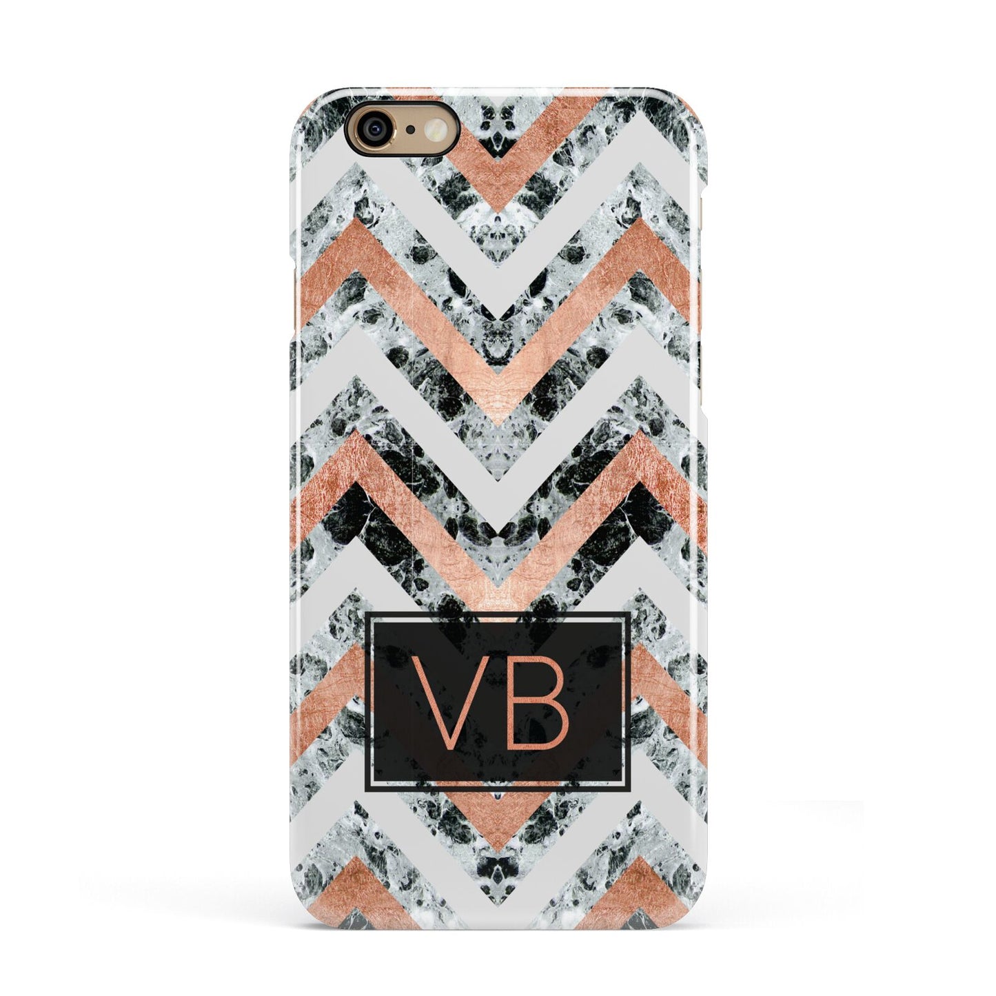 Personalised Chevron Marble Initials Apple iPhone 6 3D Snap Case