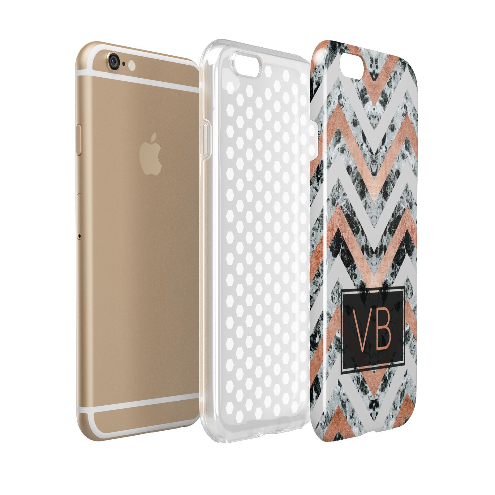 Personalised Chevron Marble Initials Apple iPhone 6 3D Tough Case Expanded view